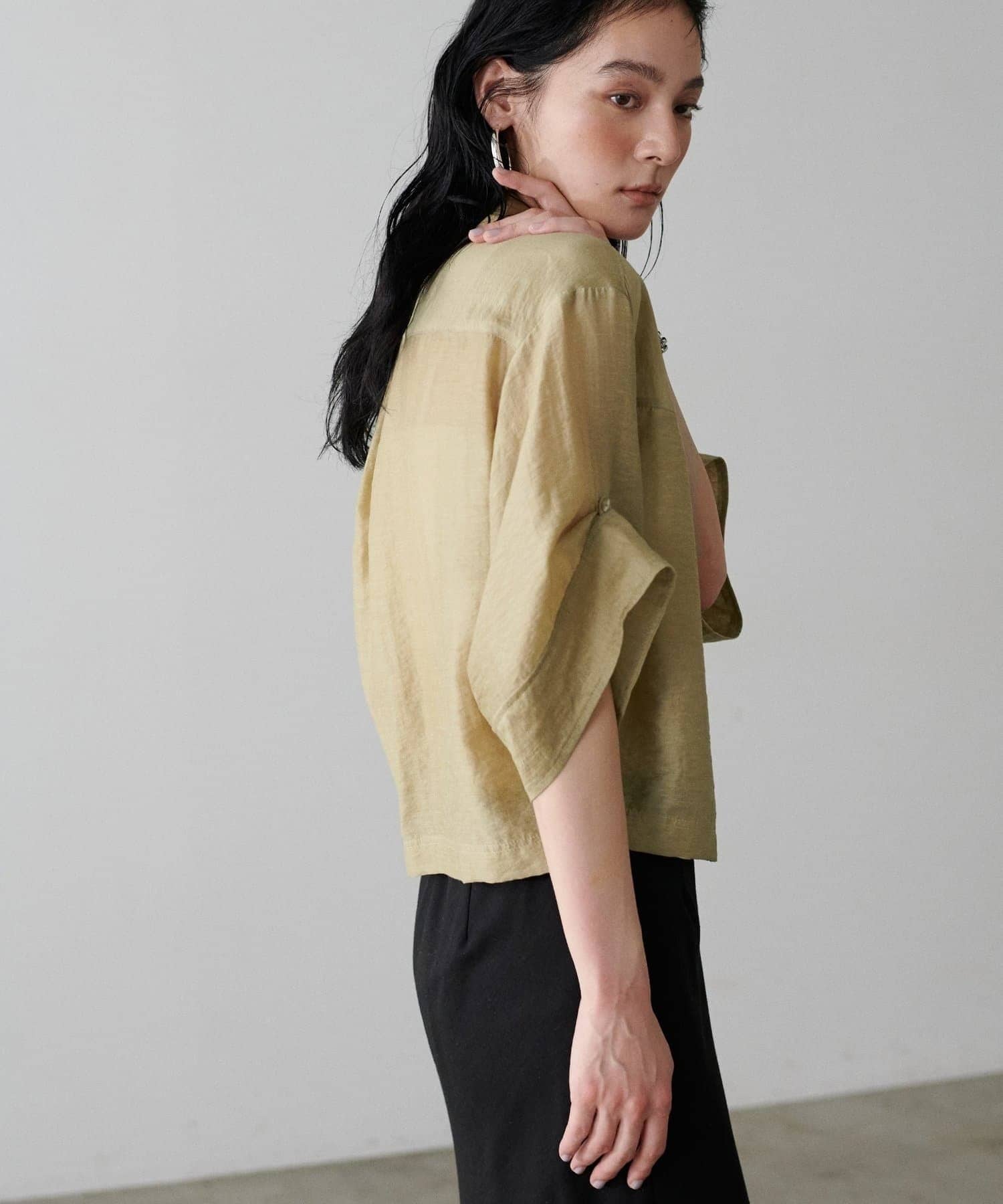 NICE CLAUP / OLIVE des OLIVE OUTLET(ナイスクラップ  / オリーブ デ オリーブ アウトレット) 【LARUTA】シアー半袖刺繍ロゴシャツ