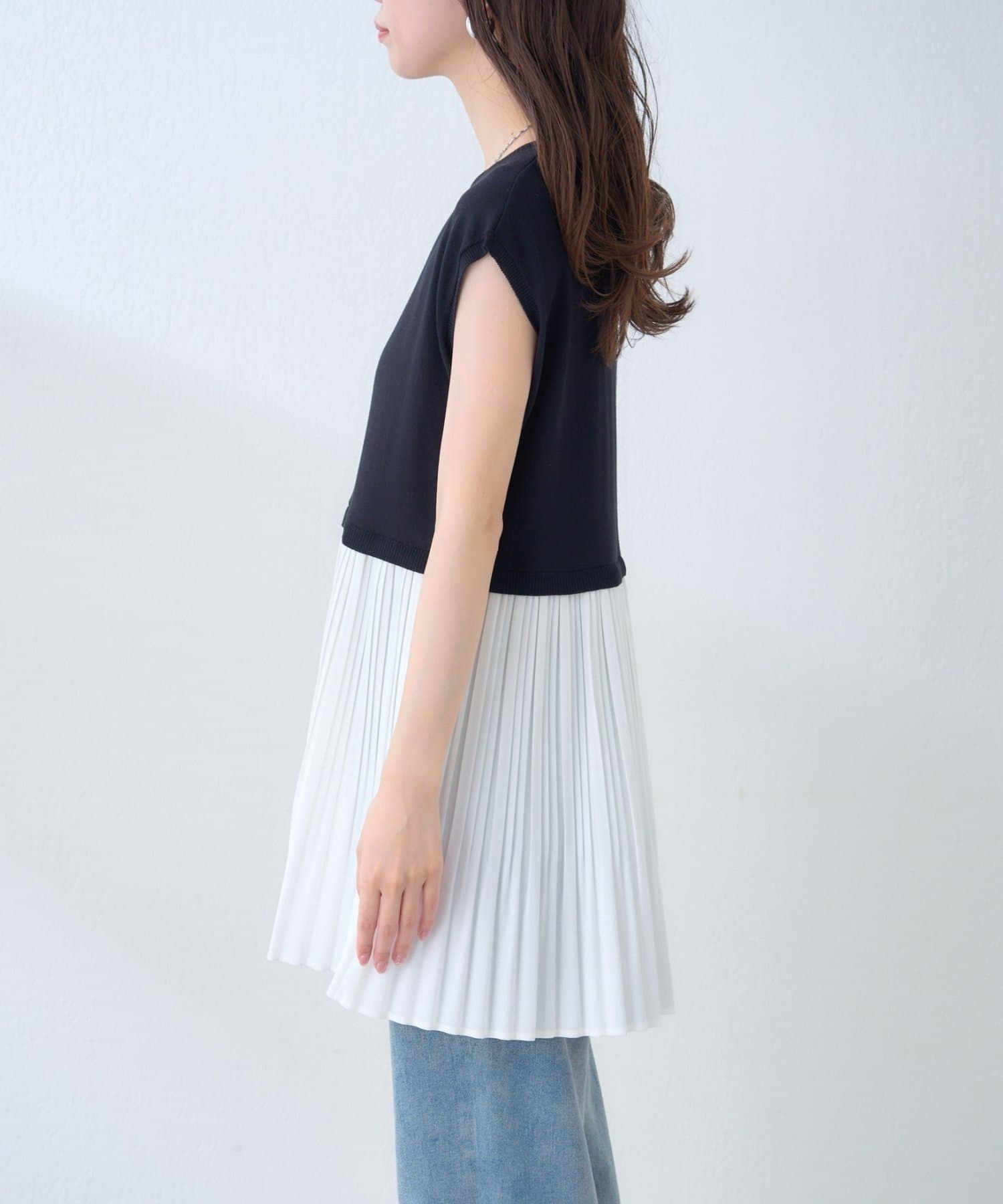 NICE CLAUP / OLIVE des OLIVE OUTLET(ナイスクラップ  / オリーブ デ オリーブ アウトレット) 【natural couture】プリーツドッキングニット