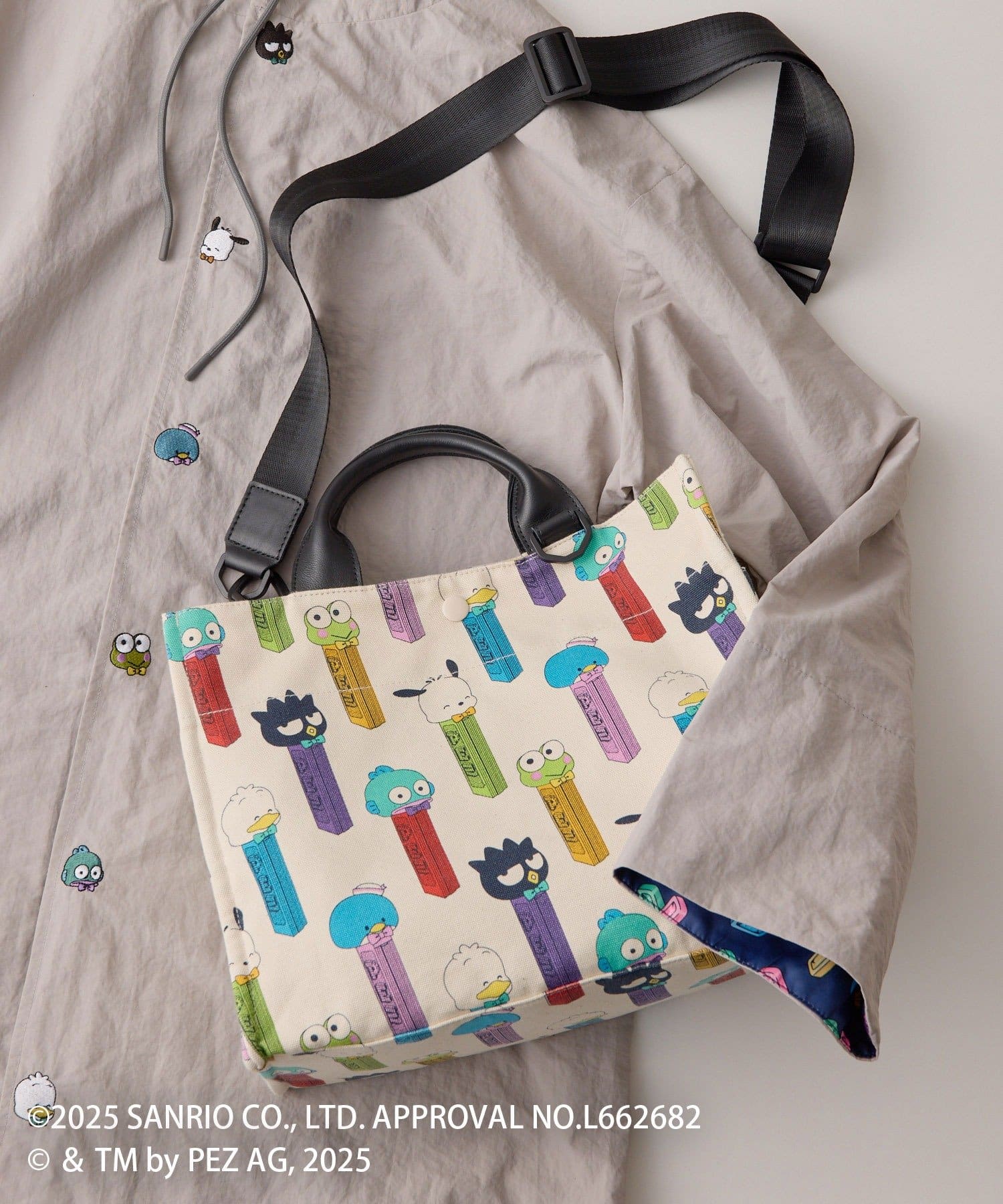 ear PAPILLONNER(イア パピヨネ) 【はぴだんぶい×PEZ(ペッツ)×ear】A4サイズ対応/コラボコットントートバッグM