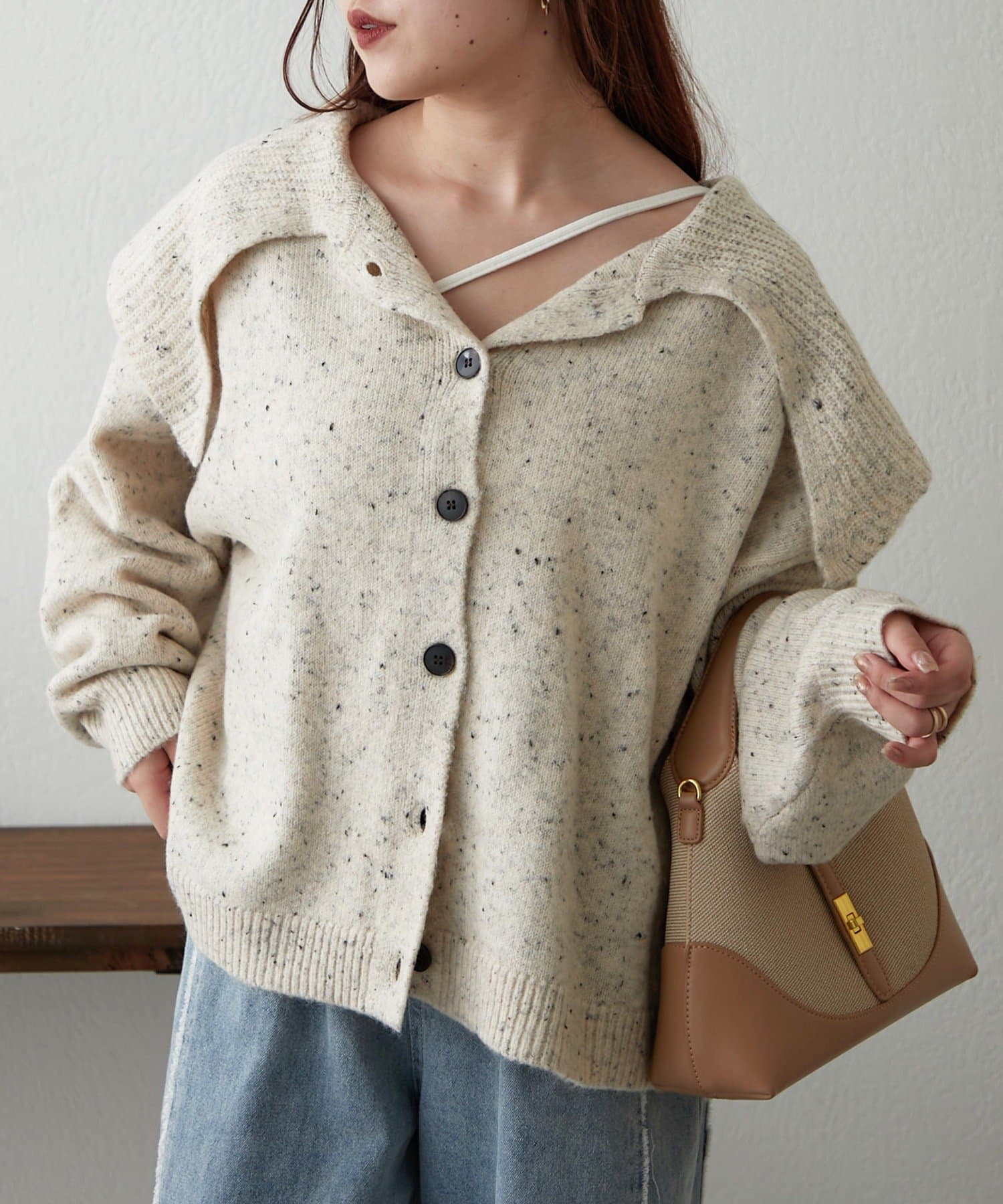 NICE CLAUP / OLIVE des OLIVE OUTLET(ナイスクラップ  / オリーブ デ オリーブ アウトレット) プチプラseries♡【RMAF】襟付きニットカーディガン