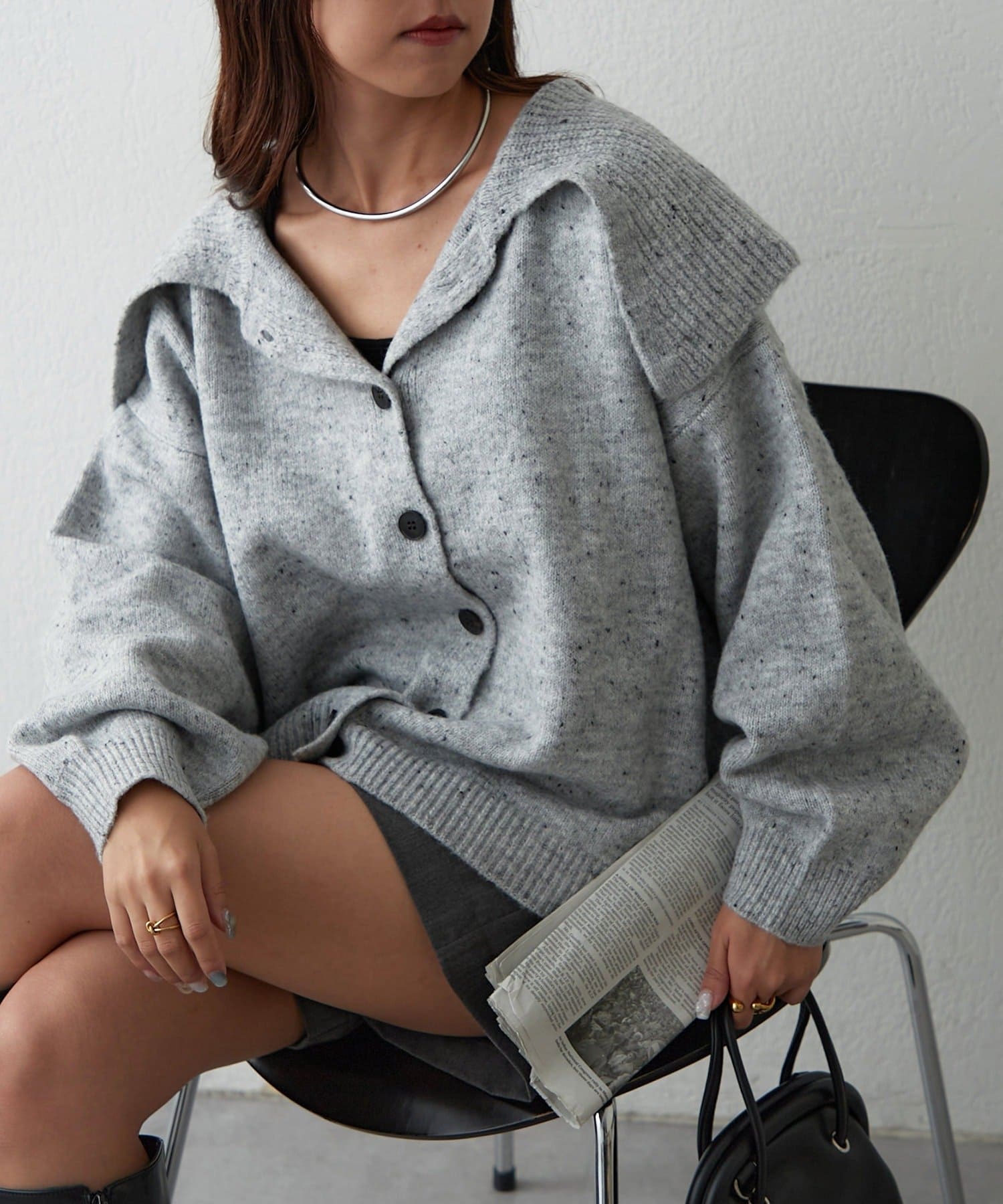 NICE CLAUP / OLIVE des OLIVE OUTLET(ナイスクラップ  / オリーブ デ オリーブ アウトレット) プチプラseries♡【RMAF】襟付きニットカーディガン