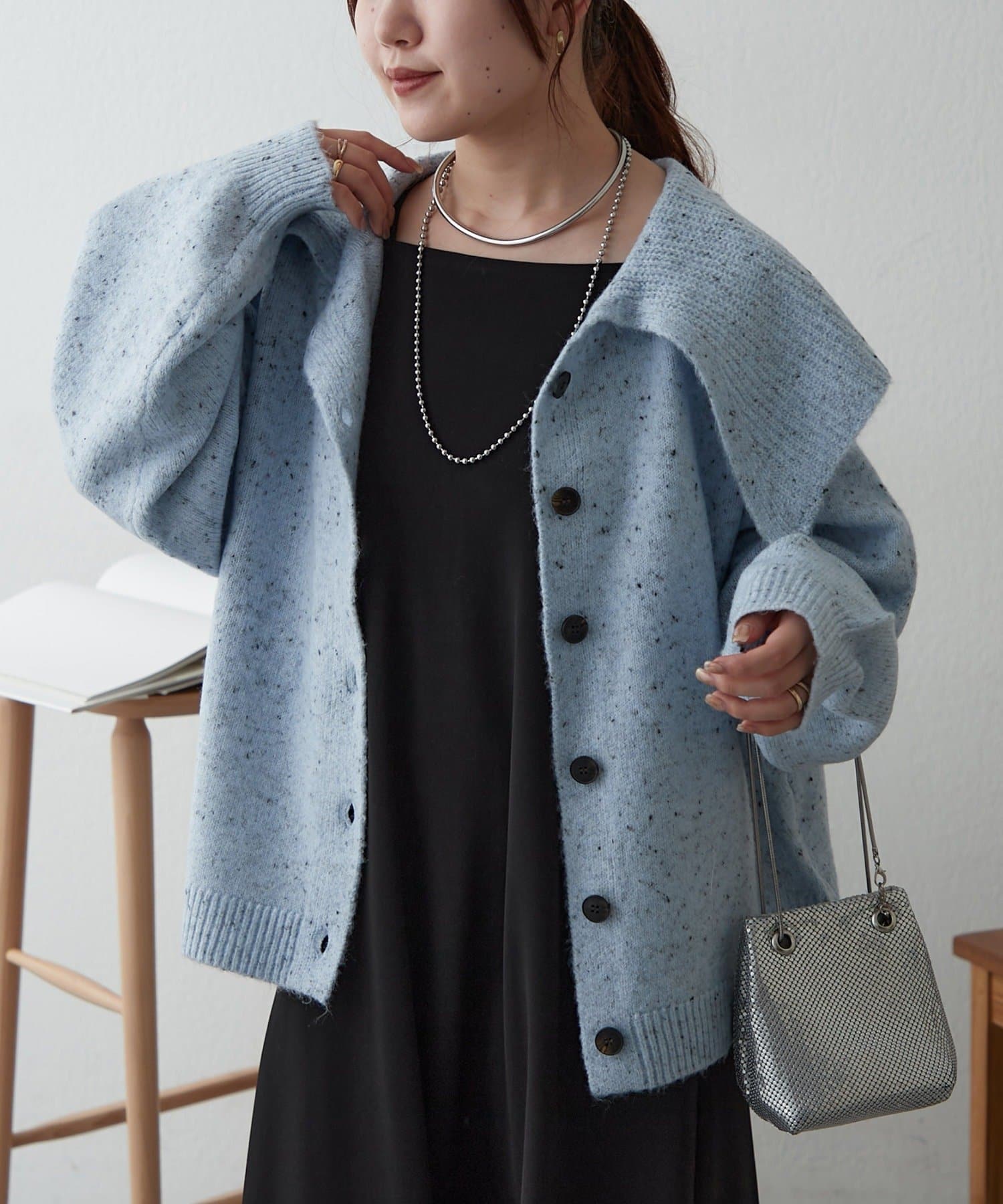NICE CLAUP / OLIVE des OLIVE OUTLET(ナイスクラップ  / オリーブ デ オリーブ アウトレット) プチプラseries♡【RMAF】襟付きニットカーディガン