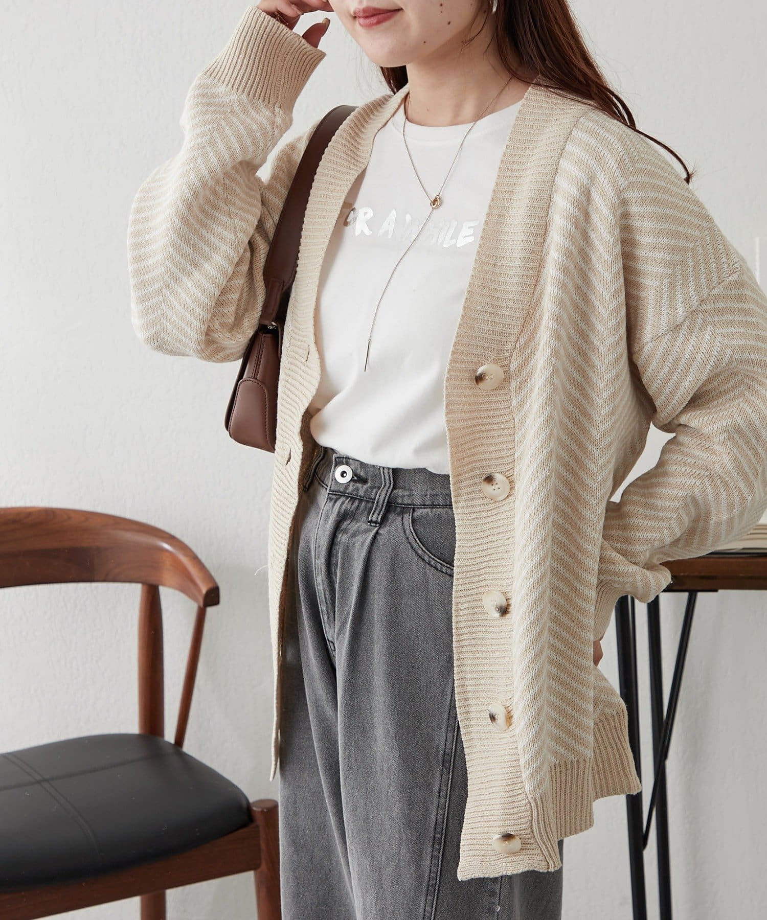 NICE CLAUP / OLIVE des OLIVE OUTLET(ナイスクラップ  / オリーブ デ オリーブ アウトレット) プチプラseries♡【RMAF】ジャガードニットカーディガン