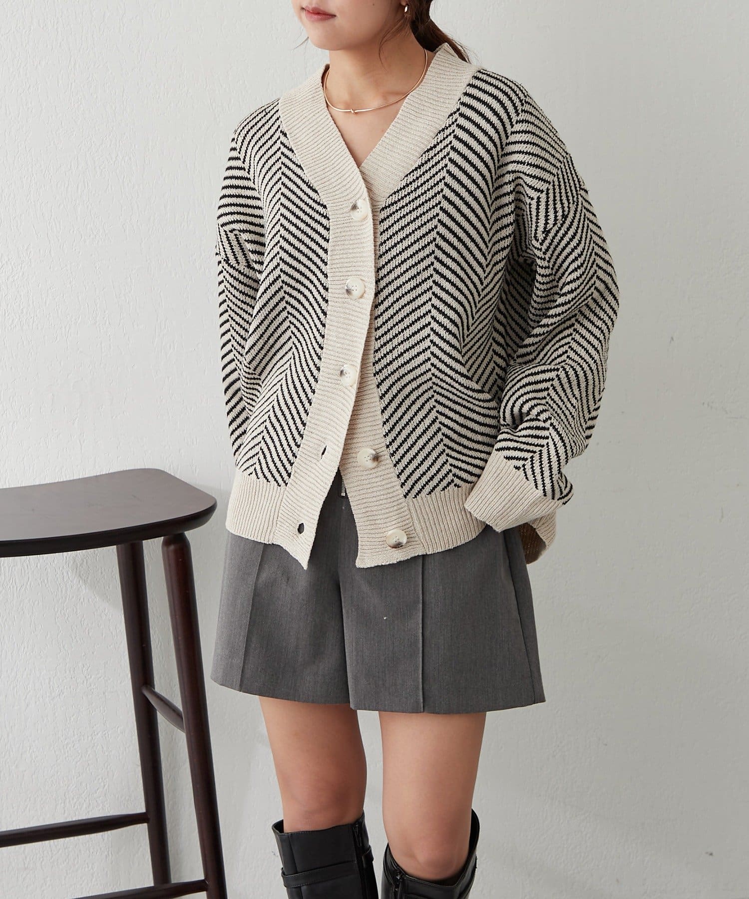 NICE CLAUP / OLIVE des OLIVE OUTLET(ナイスクラップ  / オリーブ デ オリーブ アウトレット) プチプラseries♡【RMAF】ジャガードニットカーディガン