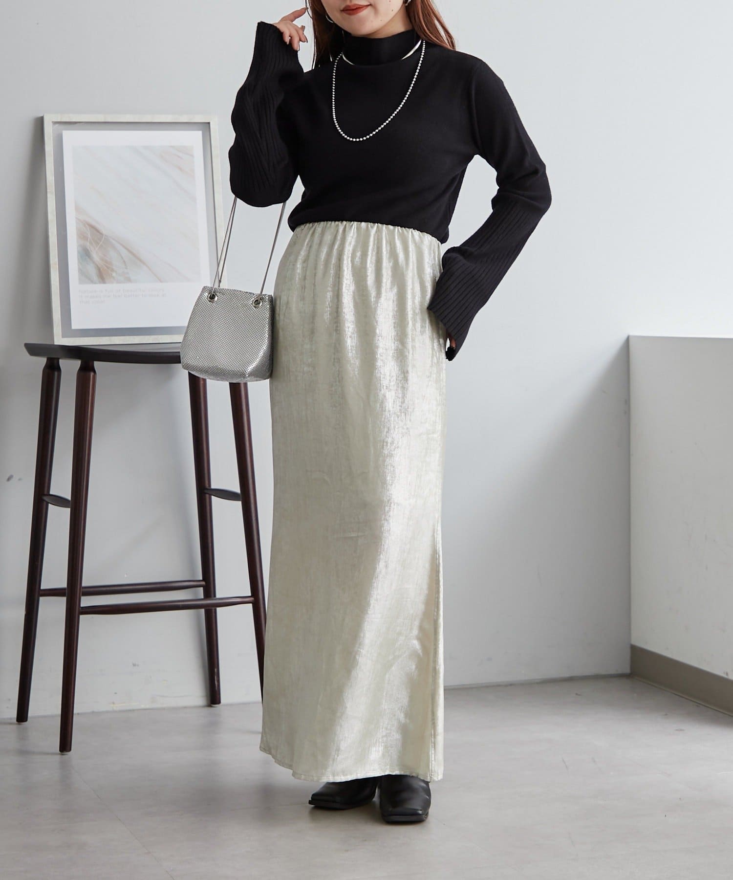 NICE CLAUP / OLIVE des OLIVE OUTLET(ナイスクラップ  / オリーブ デ オリーブ アウトレット) 【RMAF】袖フレアーハイネックニット