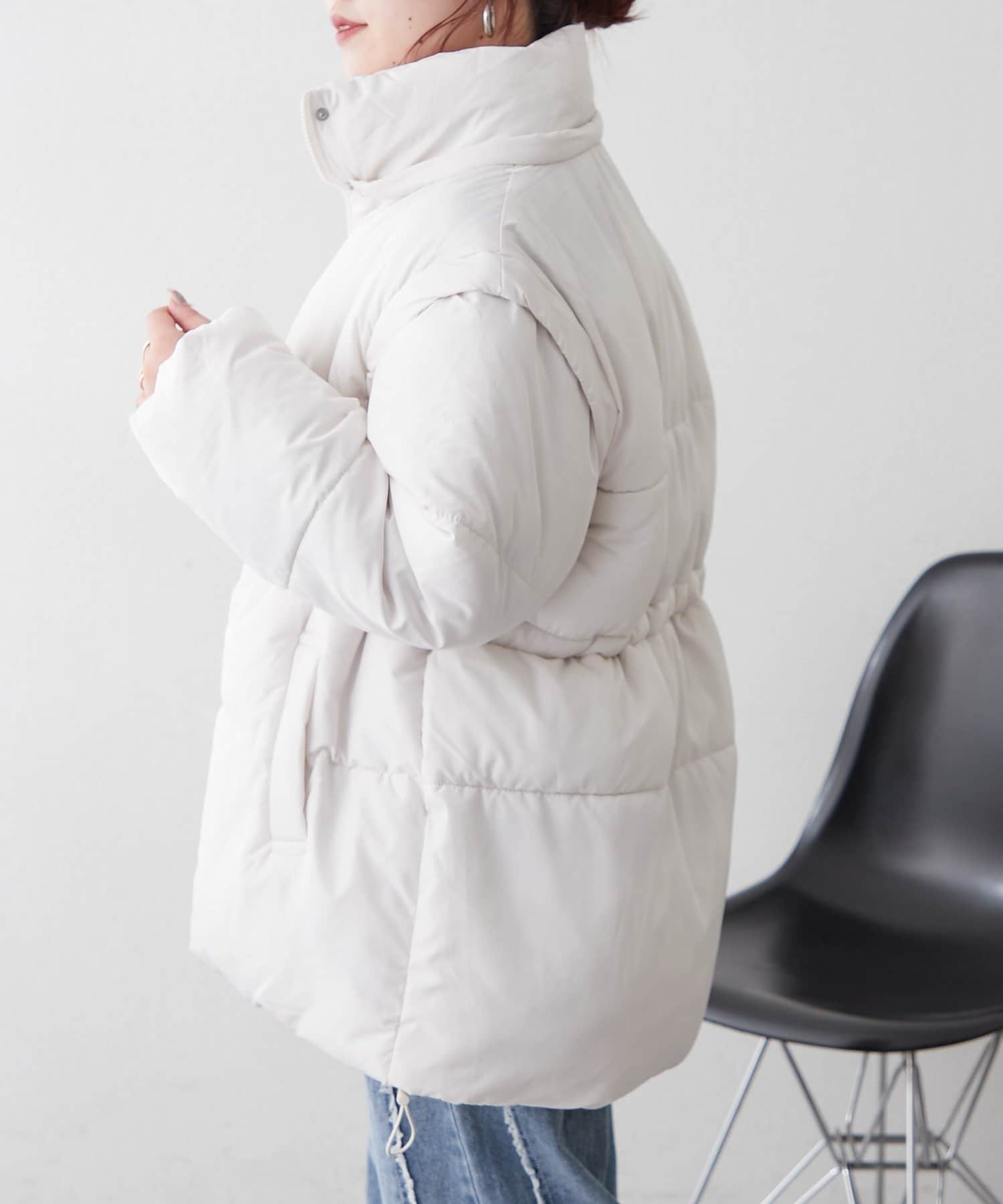 NICE CLAUP / OLIVE des OLIVE OUTLET(ナイスクラップ  / オリーブ デ オリーブ アウトレット) プチプラseries♡【RMAF】袖取り外し中綿ブルゾン