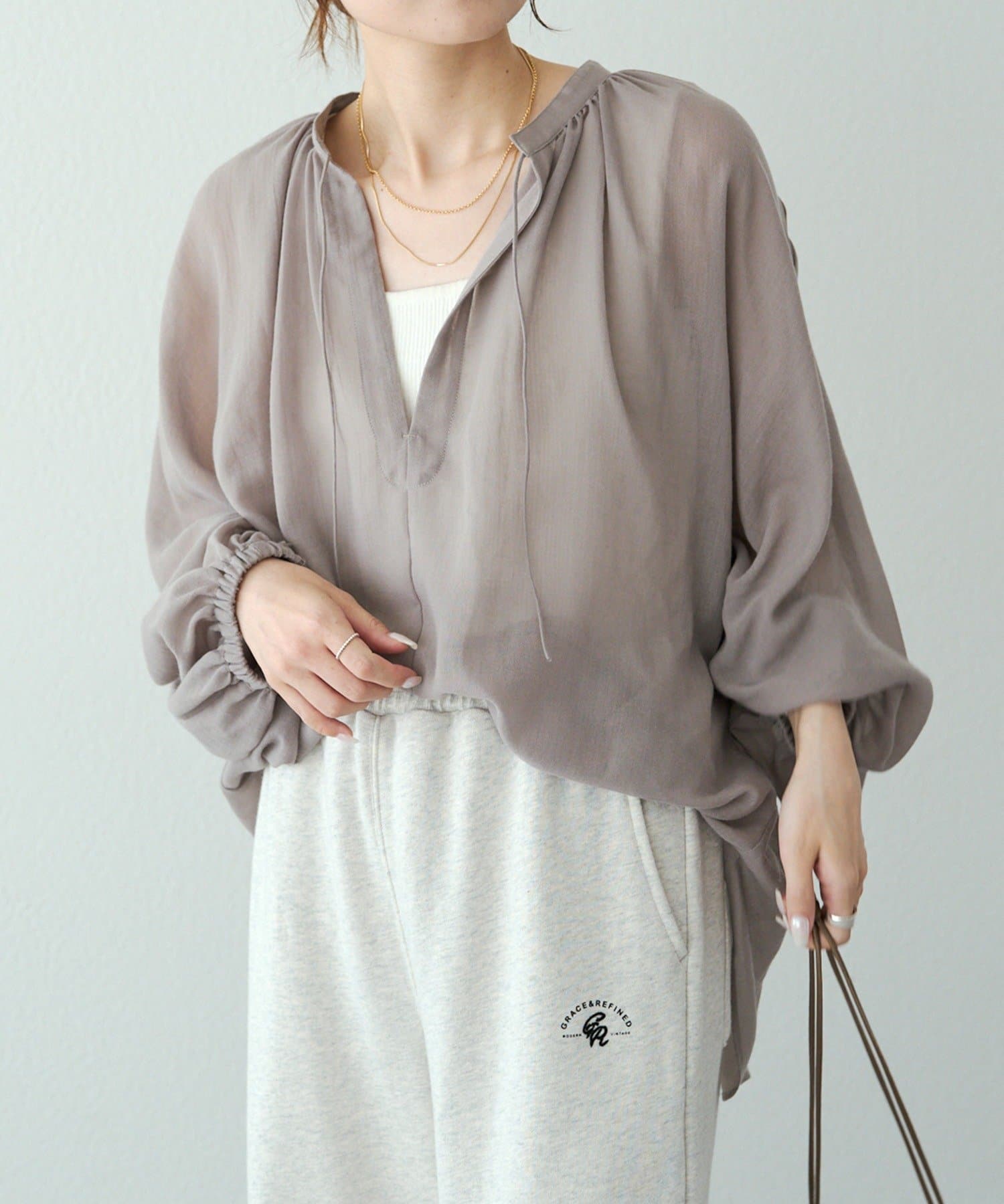 PUAL CE CIN 襟ワイヤー入りスキッパー2wayシャツ　ゆったり PUAL CE CIN 襟ワイヤー入りスキッパー2wayシャツ ゆったり