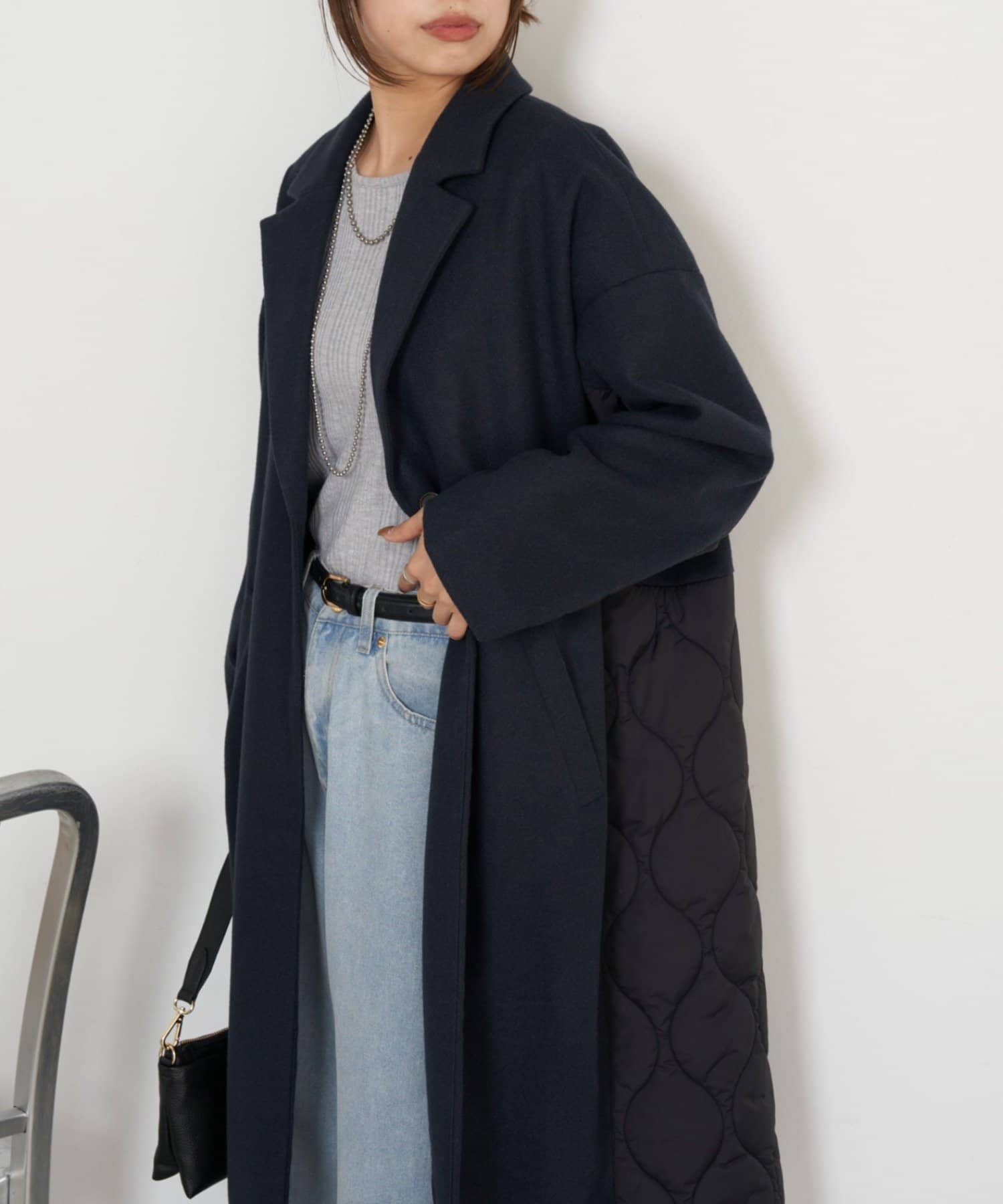 Jena　espace merveilleux(ジェナ　エスパスメルヴェイユ) キルティング切替ロングコート