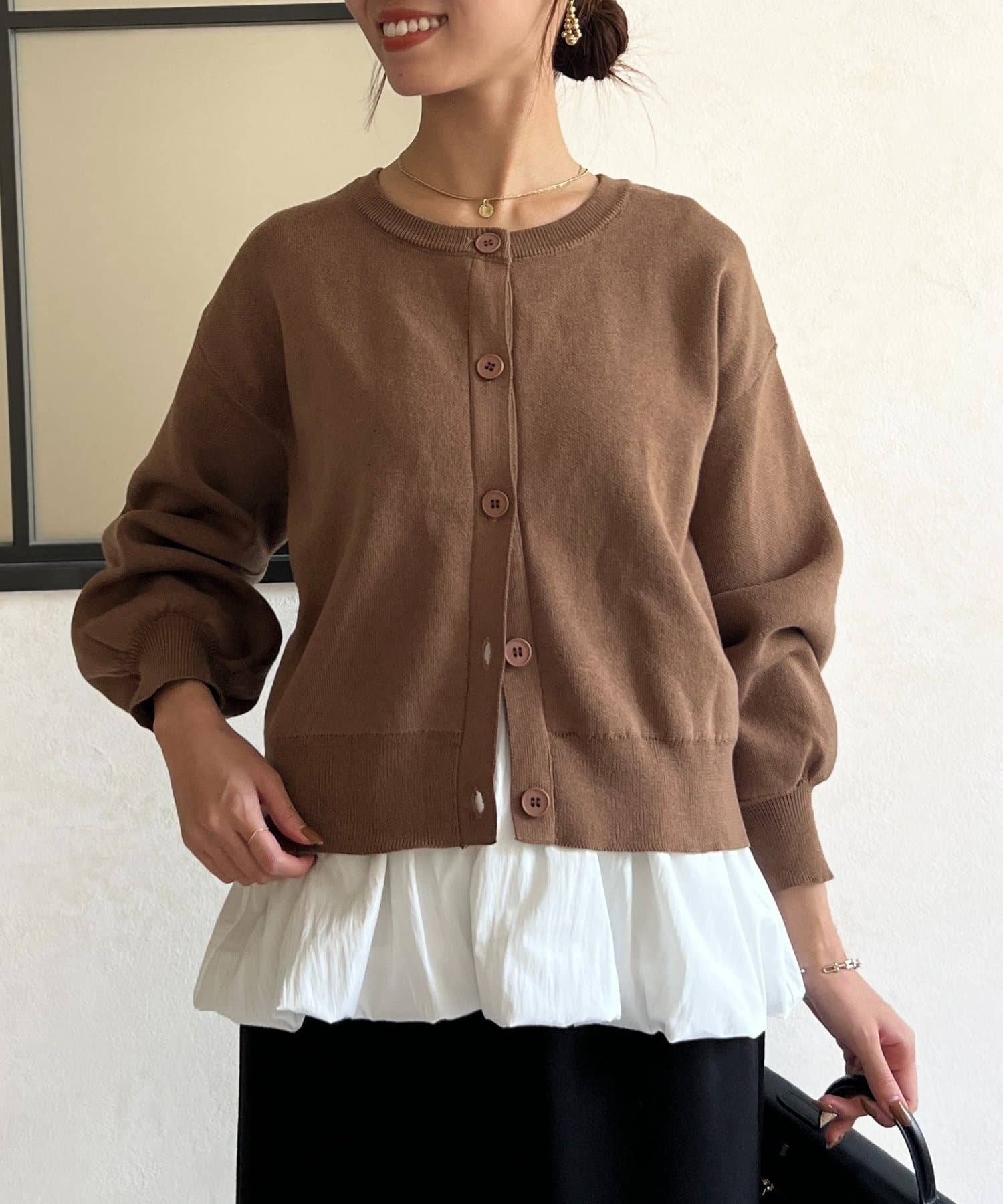 ペプラムインナーSETニットカーディガン | Chez toi(シェトワ