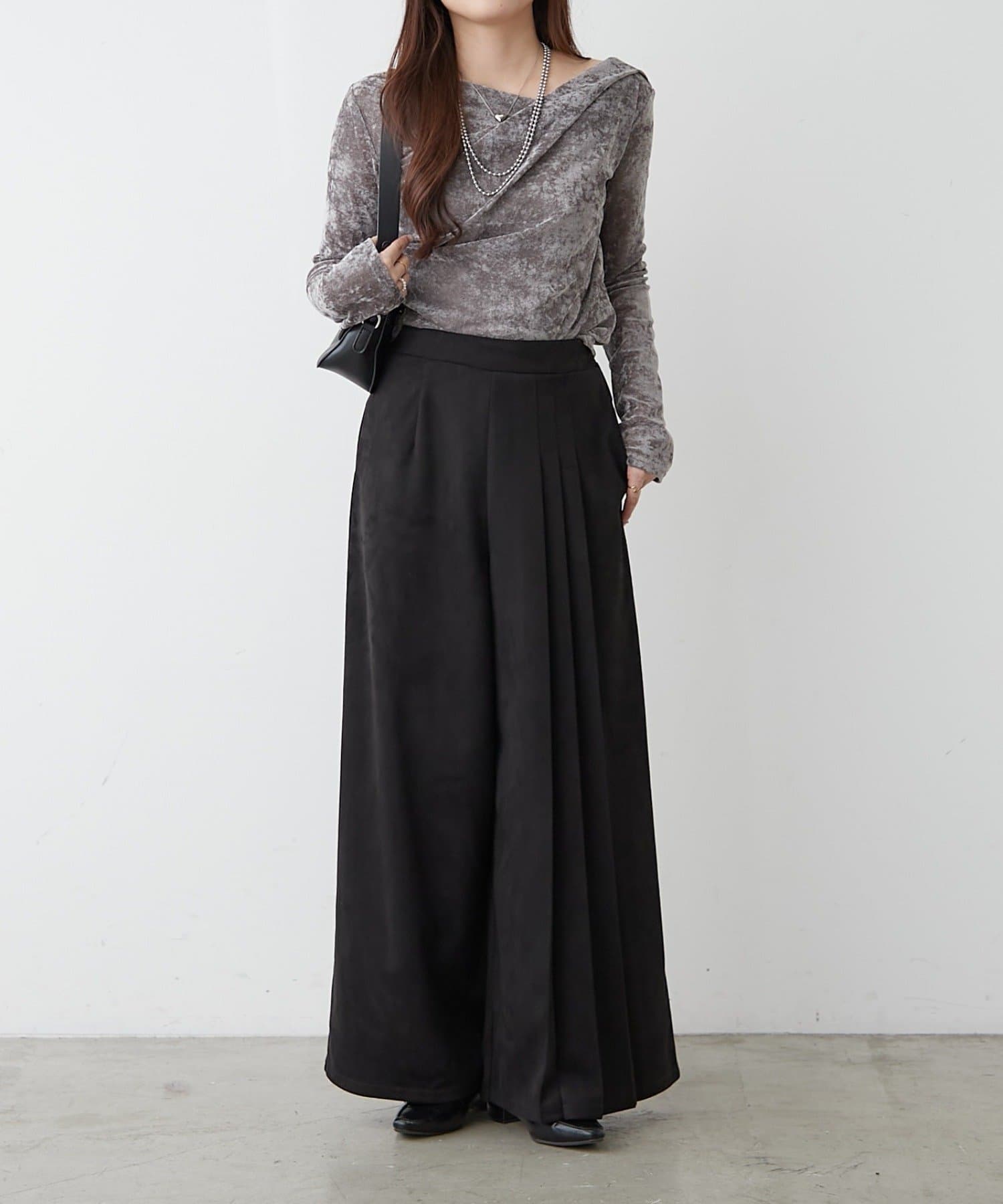 NICE CLAUP / OLIVE des OLIVE OUTLET(ナイスクラップ  / オリーブ デ オリーブ アウトレット) らくちん美シルエット【RMAF】サイドプリーツパンツ