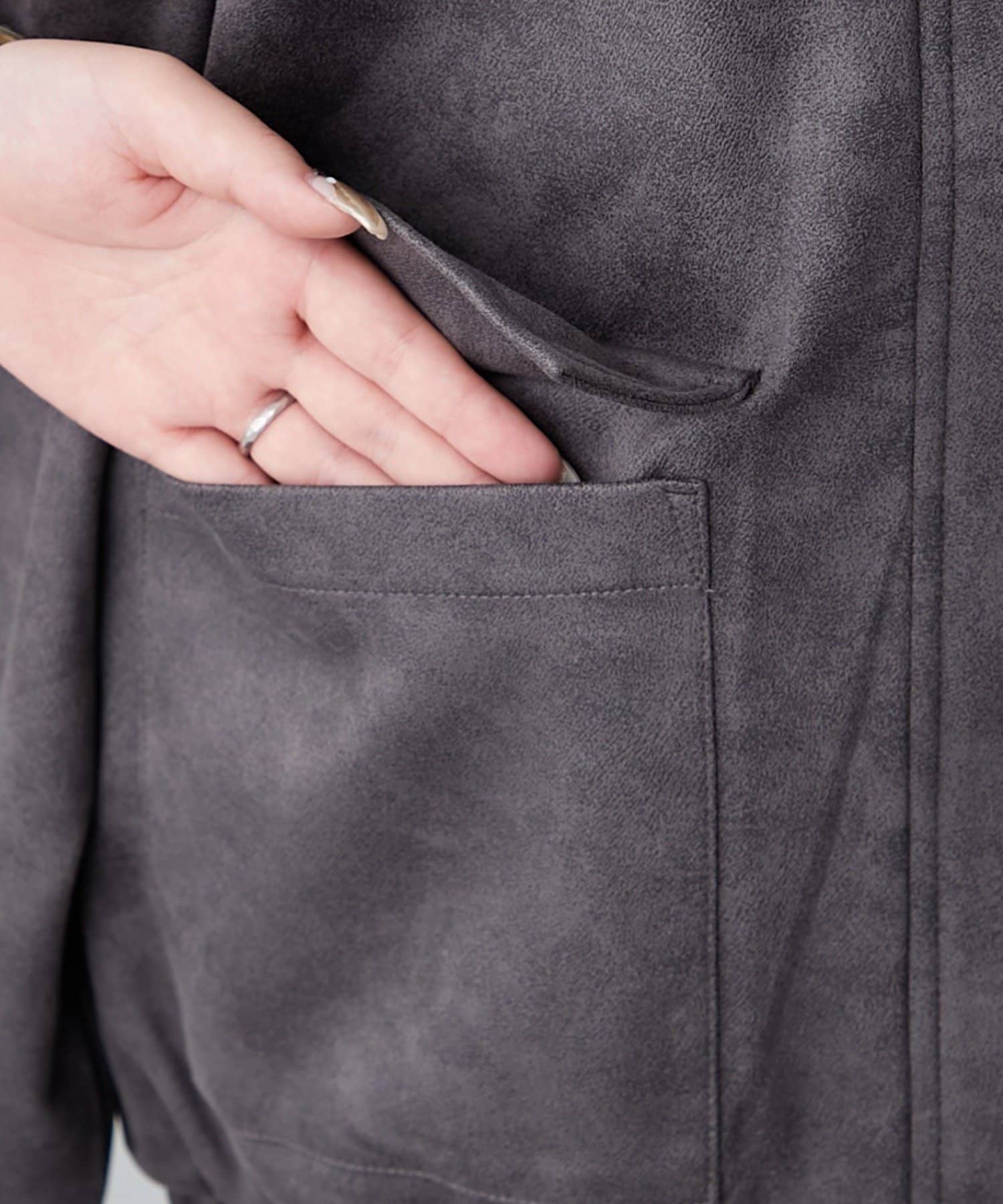 NICE CLAUP / OLIVE des OLIVE OUTLET(ナイスクラップ  / オリーブ デ オリーブ アウトレット) 【RMAF】衿合皮ステンカラーブルゾン