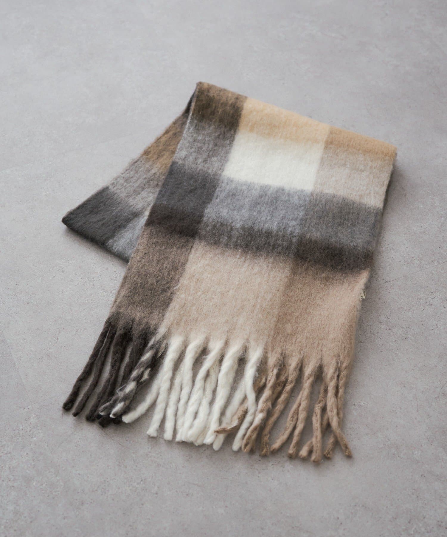 PUAL CE CIN(ピュアルセシン) 起毛フェイクウールチェックマフラー