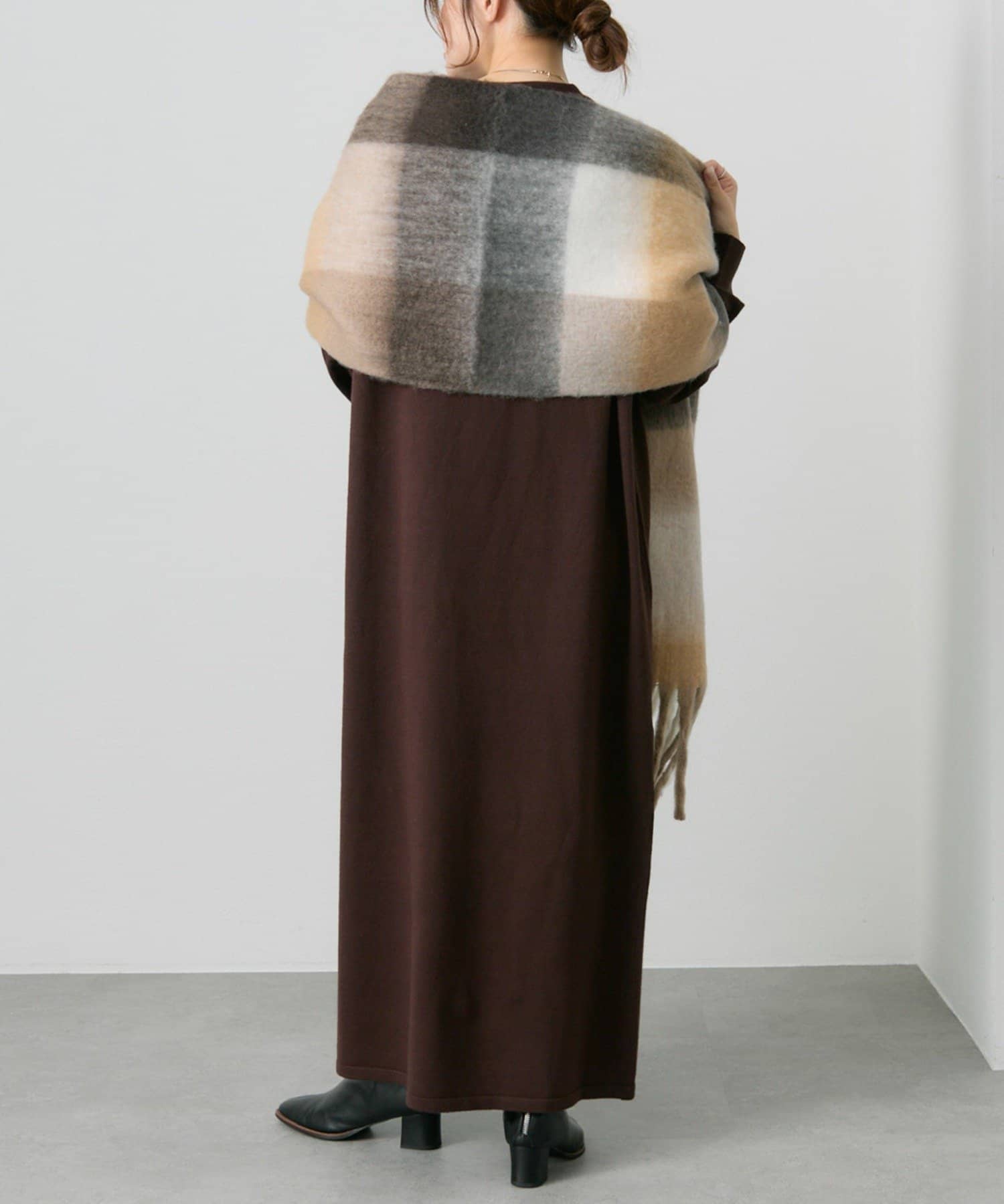 PUAL CE CIN(ピュアルセシン) 起毛フェイクウールチェックマフラー