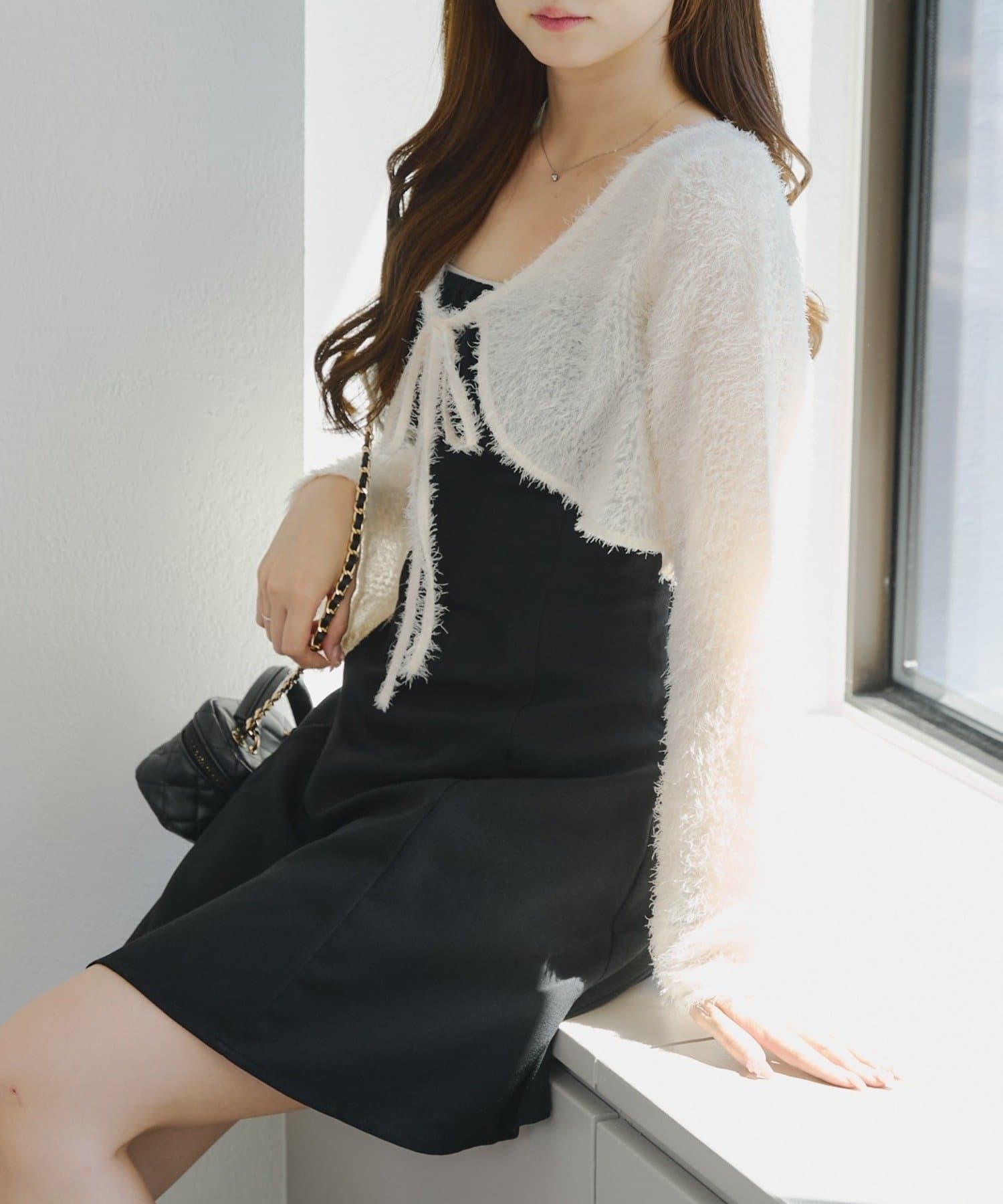 NICE CLAUP / OLIVE des OLIVE OUTLET(ナイスクラップ  / オリーブ デ オリーブ アウトレット) 参戦服難民ならチェックして♪【RMAF】シャギーカーデ×ミニワンピset