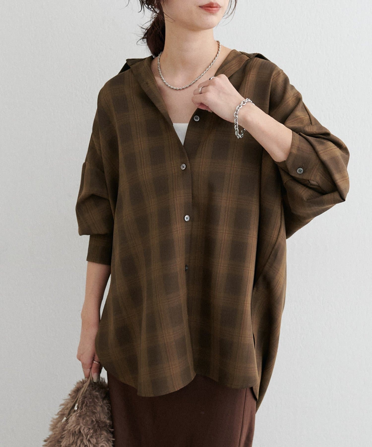 LARUTA(ラルータ) チェック柄シャツプルオーバー