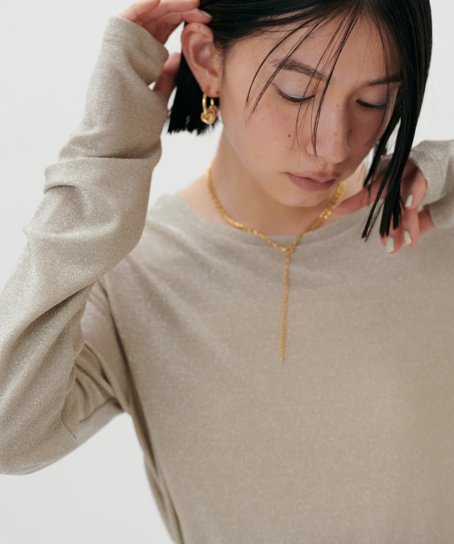 オフショルラメミニウラケプルオーバー ラメシアーパワーネットプルオーバー（カットソー） | THE SHOP
