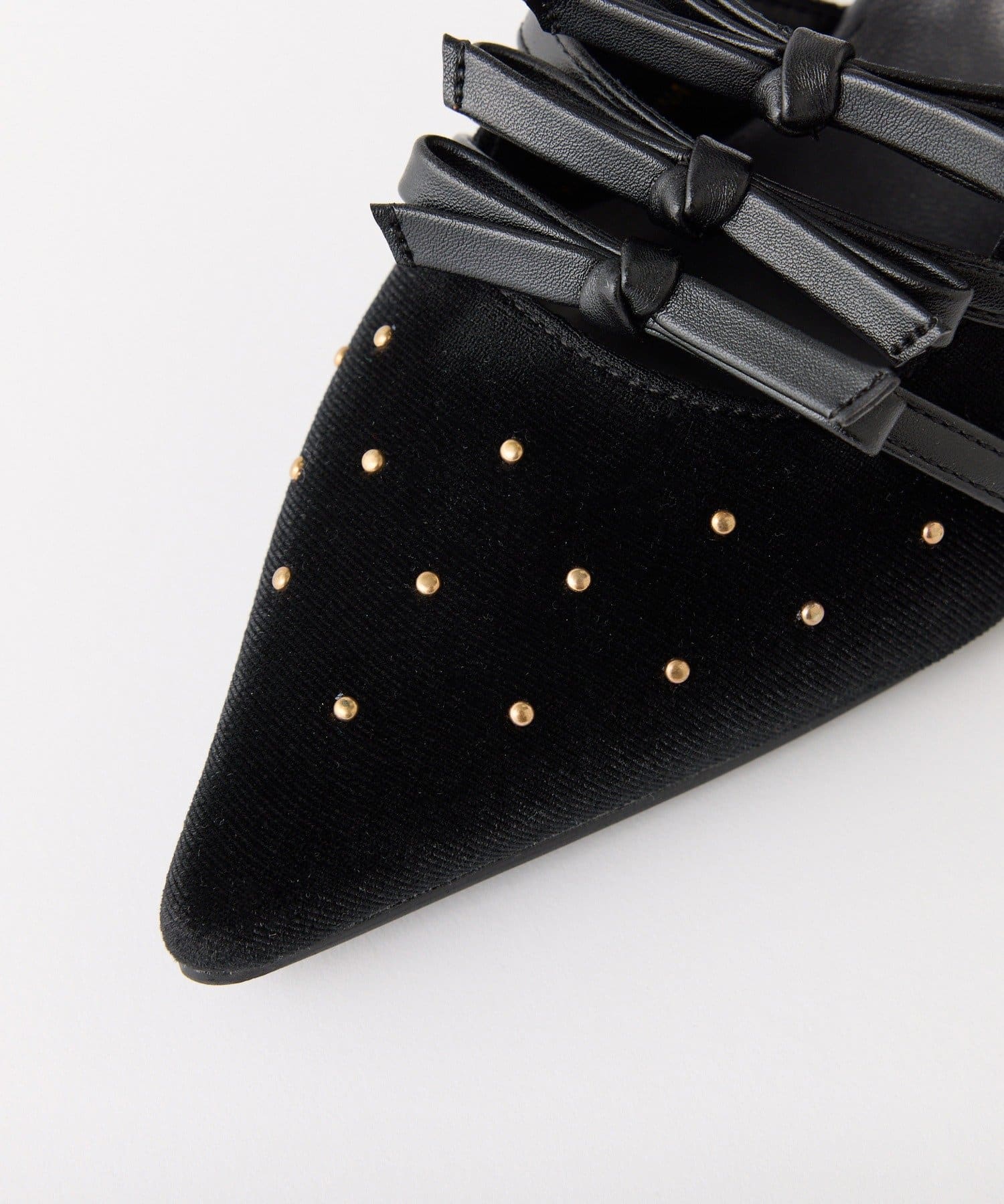 one after another NICE CLAUP(ワンアフターアナザー ナイスクラップ) リボン付きポインテッドストラップシューズ