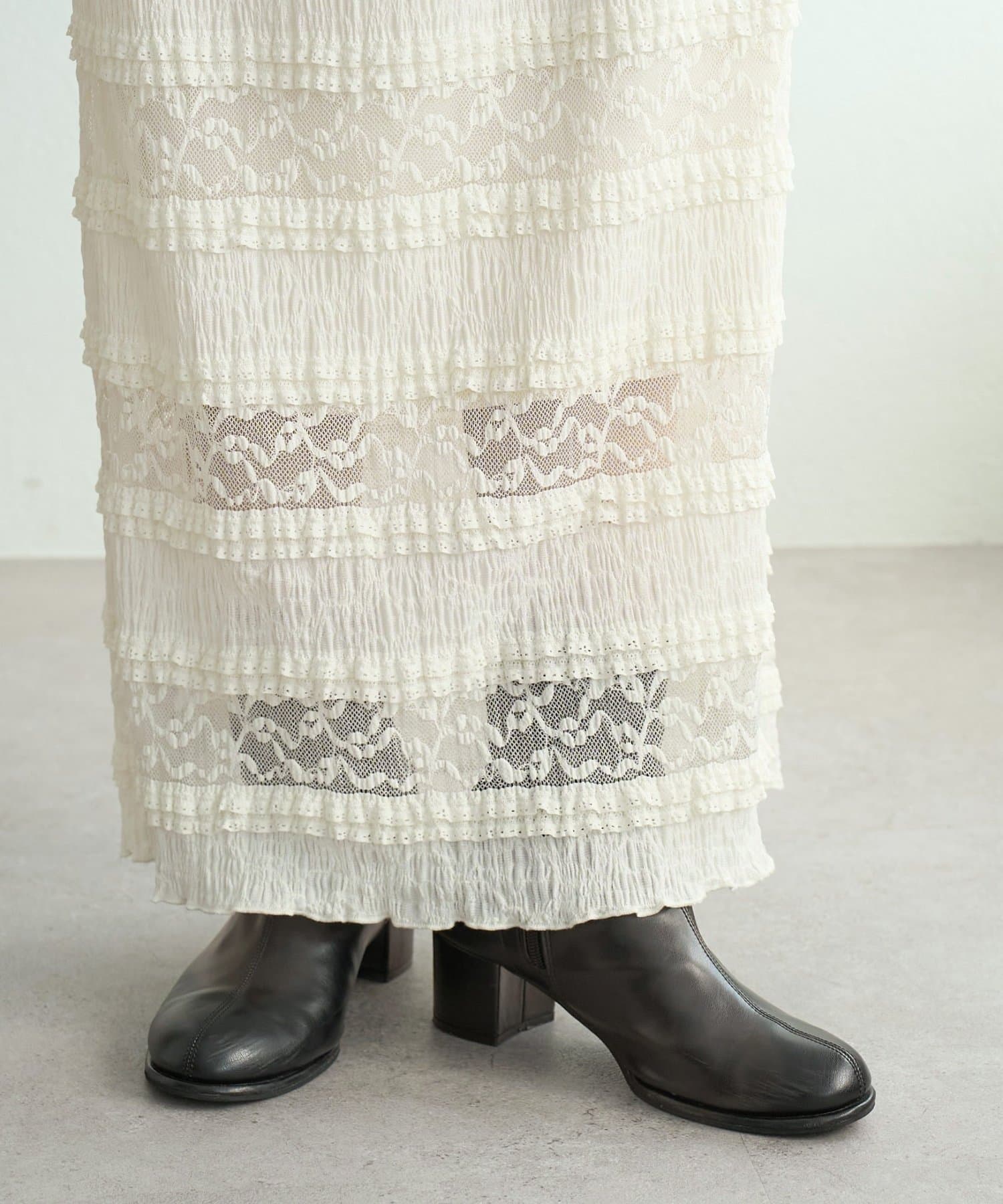 DISCOAT(ディスコート) レース切替ナロースカート