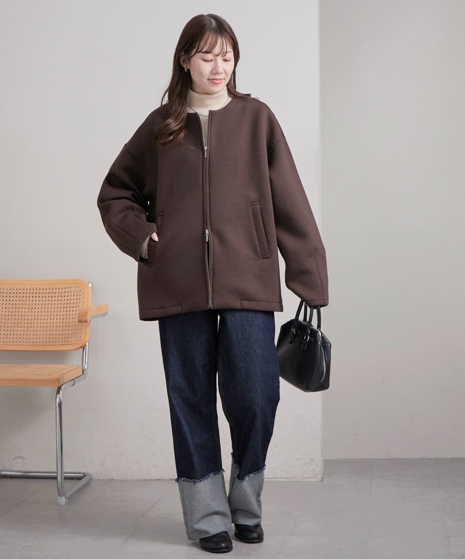 DISCOAT(ディスコート) 【シャツ以上アウター未満！/軽量◎】ダンボールダブルジップカーディガン