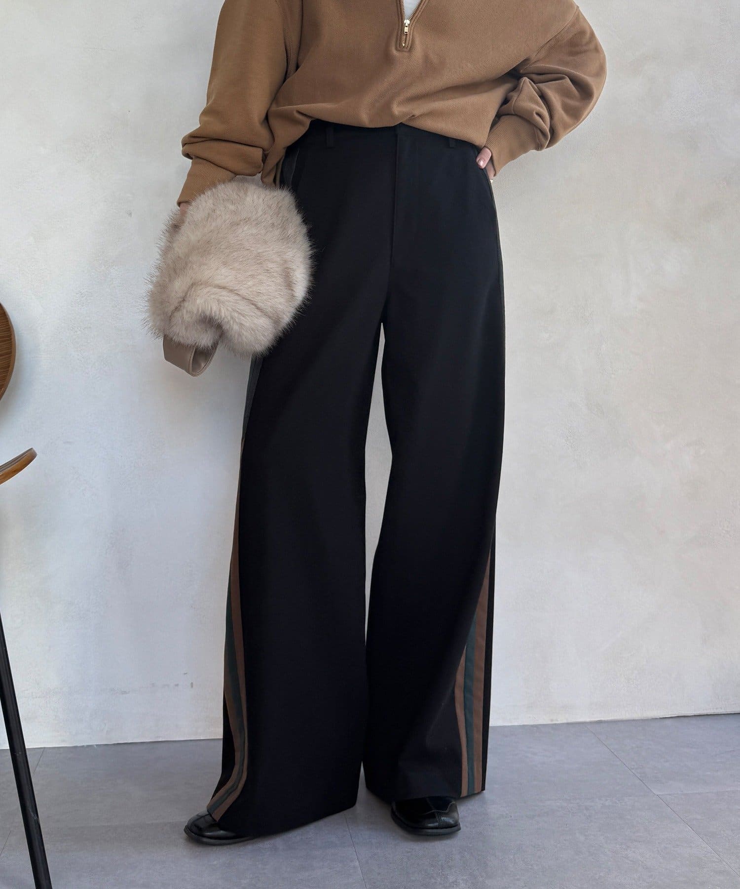 DOUDOU(ドゥドゥ) 【WEB限定】サイドラインワイドパンツ