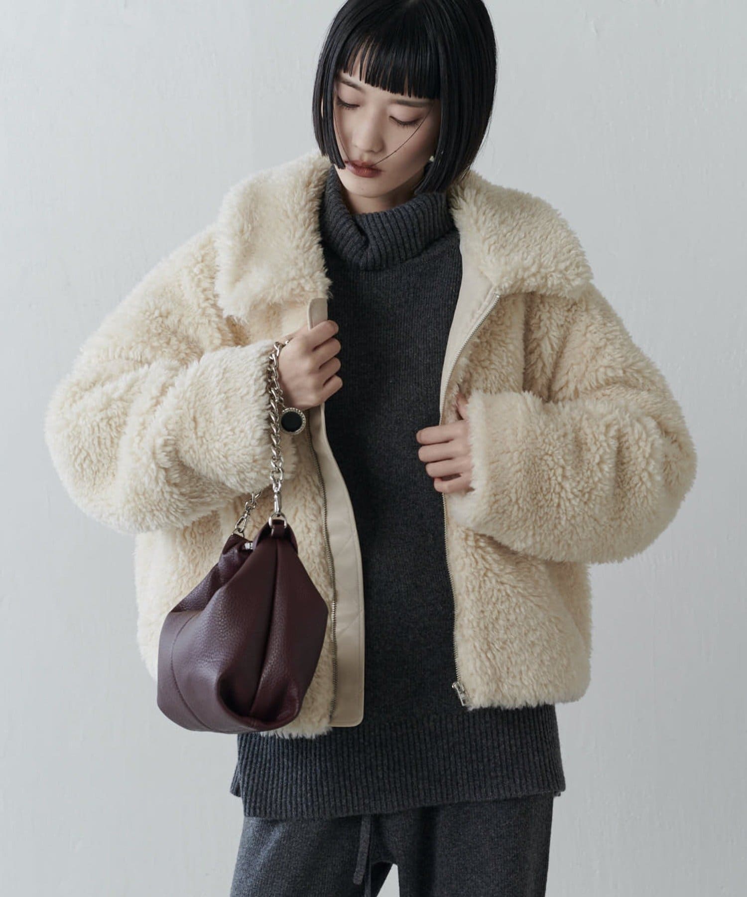 『未使用』　Lui’s ルイス ボアダブルジャケット ボアコート グレー Lui's（ルイス）の「ボアダブルジャケット（ブルゾン）」 - WEAR