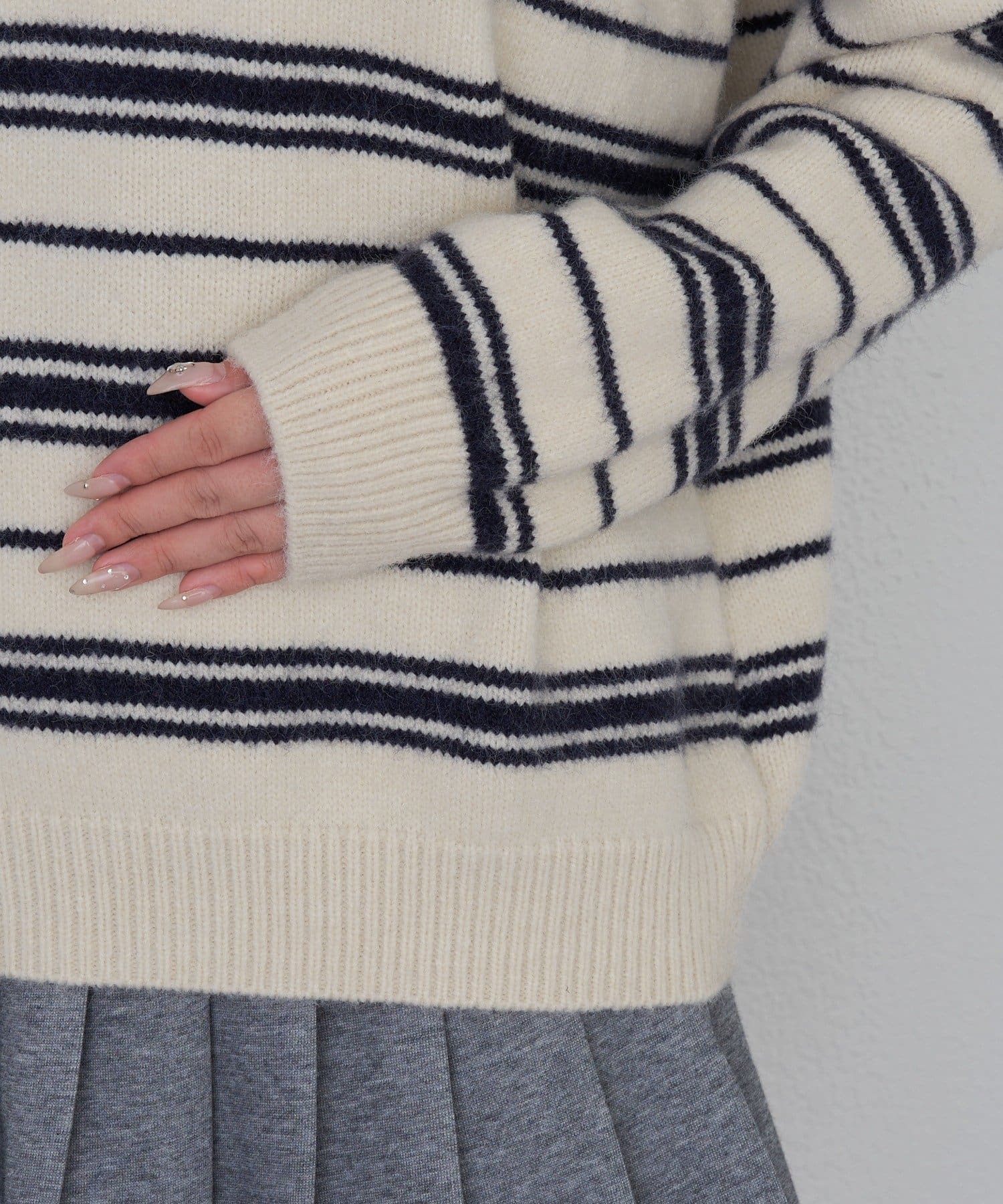 RAY CASSIN(レイカズン) ボーダーポロ襟ニット