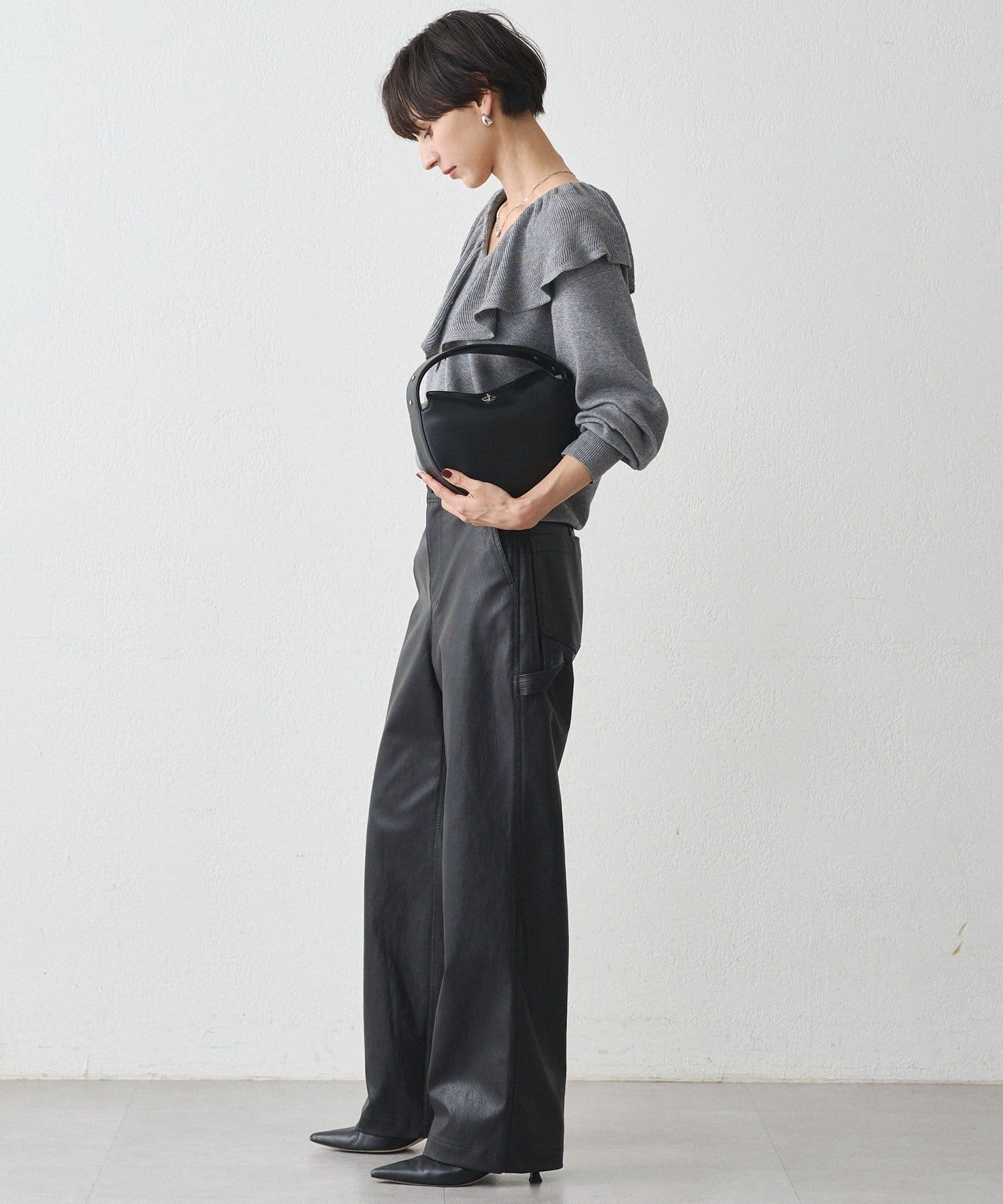Loungedress(ラウンジドレス) フェイクレザーマキシスカート 新色登場！/華やぎアイテム】パネルギャザースカート