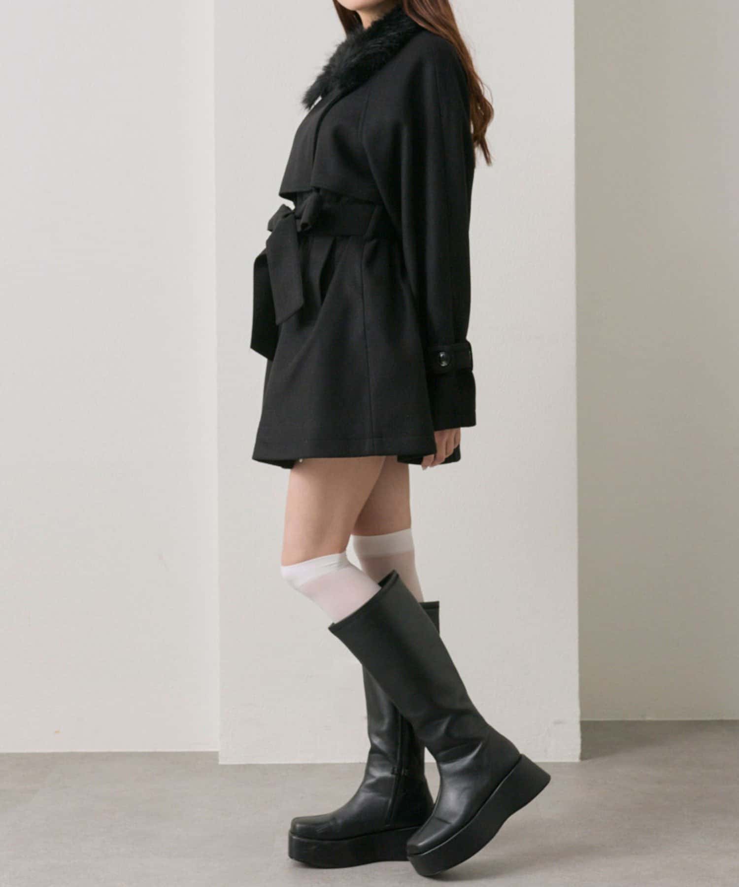 OLIVE des OLIVE(オリーブ デ オリーブ) ファーティペットミドル丈コート