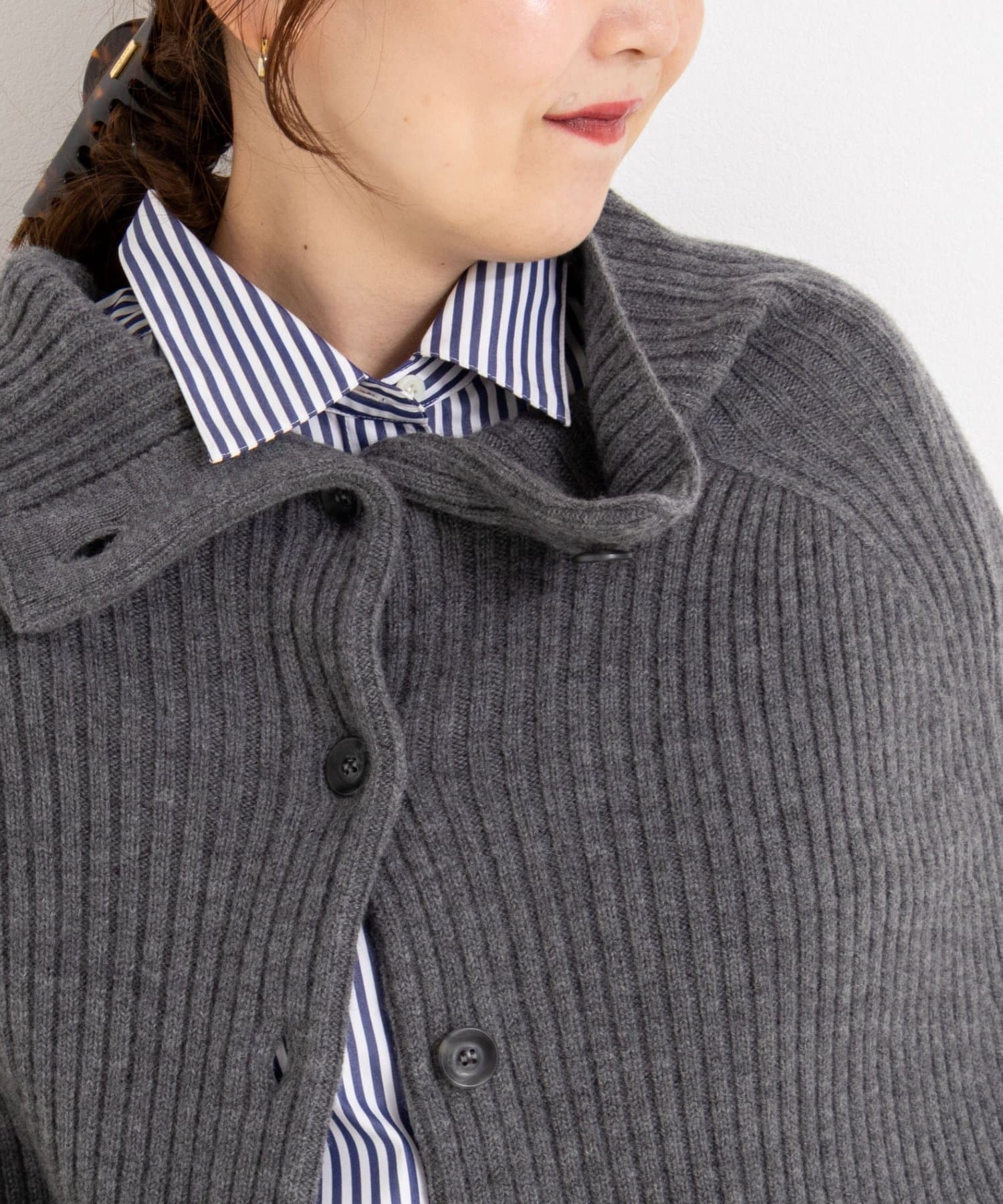 NOLLEY'S(ノーリーズ) 《手洗い可能》2WAYニットポンチョ