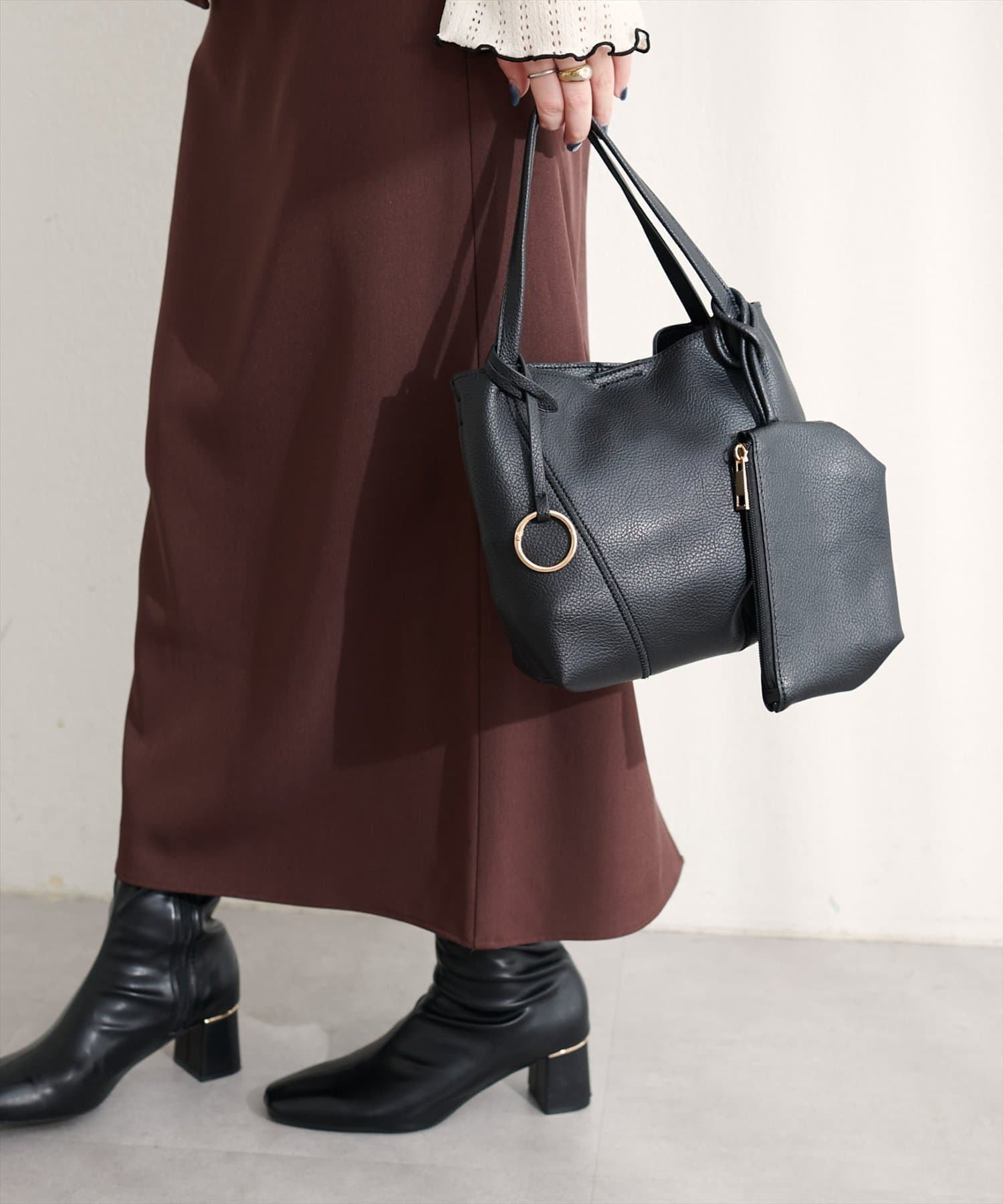 natural couture(ナチュラルクチュール) 【WEB限定】ジグザグステッチ変形ミニバッグ