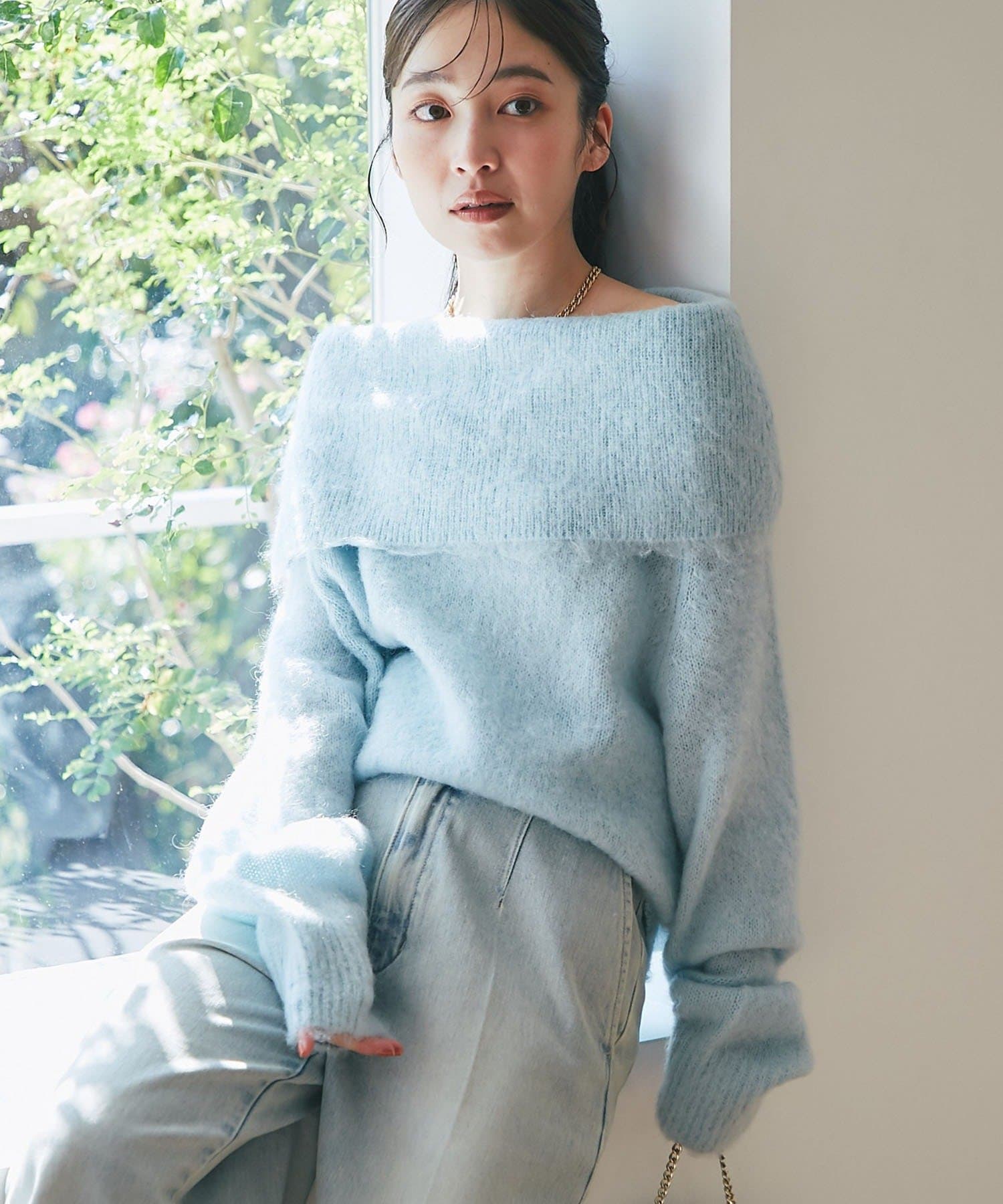 La boutique BonBon(ラブティックボンボン) オフショルシャギーニット