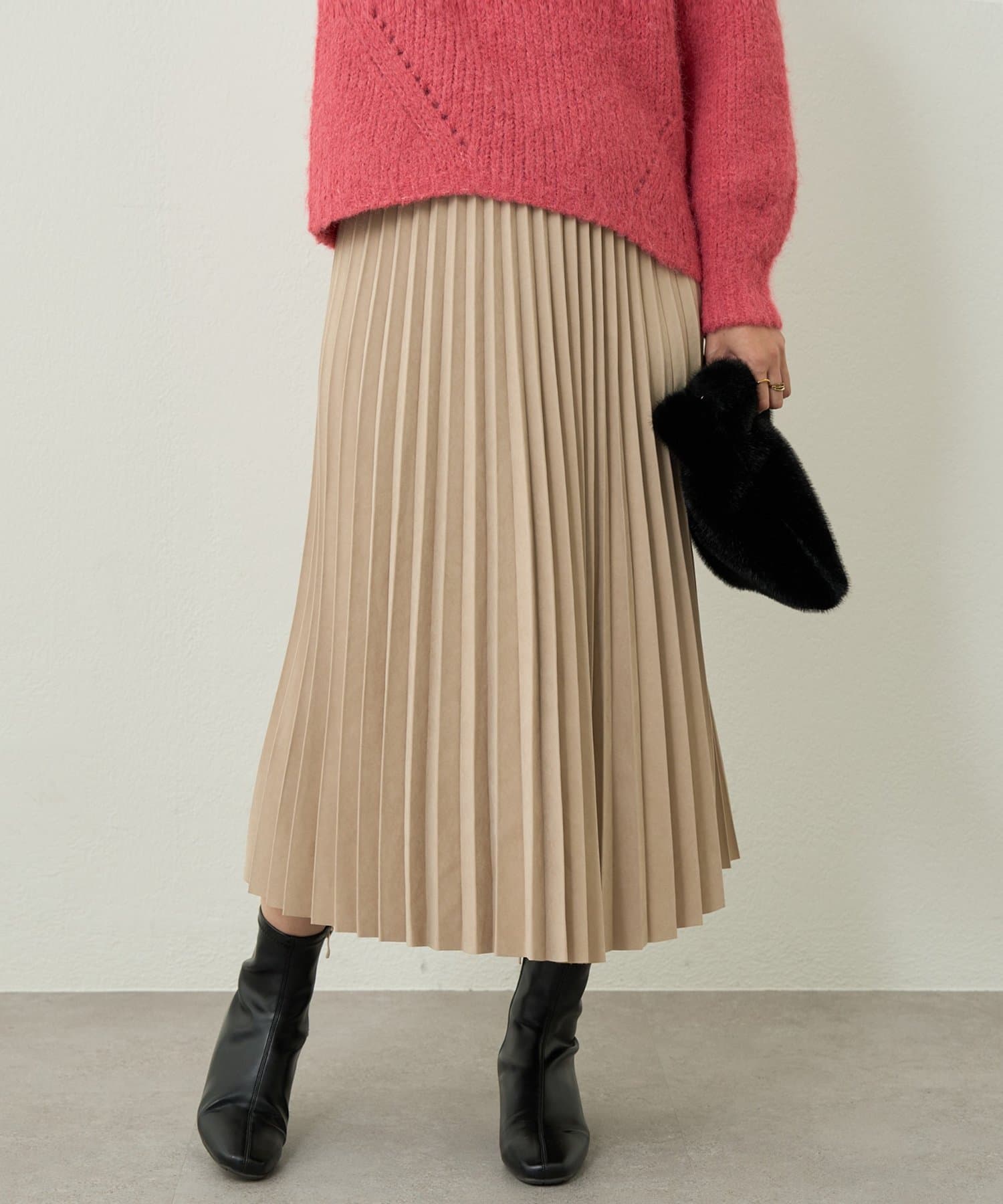 un dix cors(アンディコール) 《大人フェミニンなムードに》ピーチアコーディオンプリーツスカート