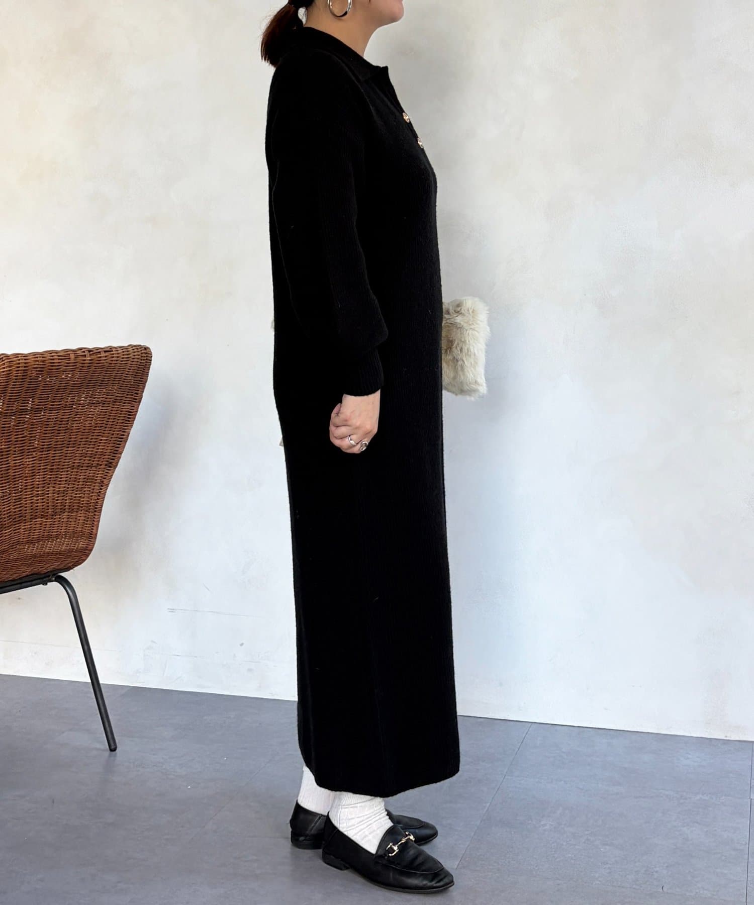 Chez toi(シェトワ) 襟付ニットワンピース