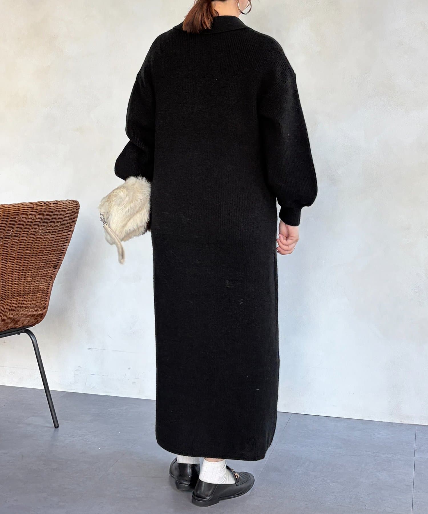 Chez toi(シェトワ) 襟付ニットワンピース