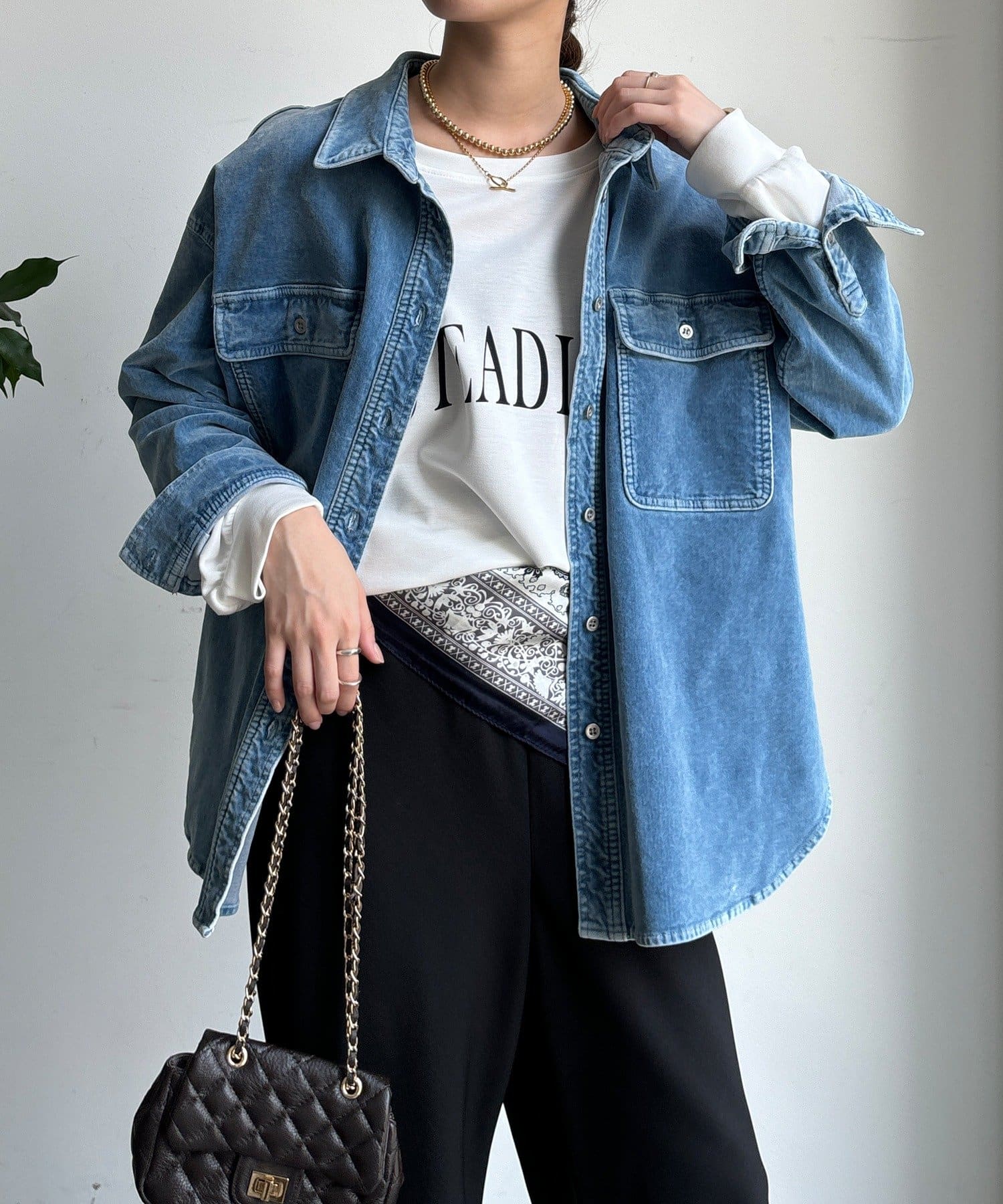 DOUDOU(ドゥドゥ) 別珍デニムシャツ