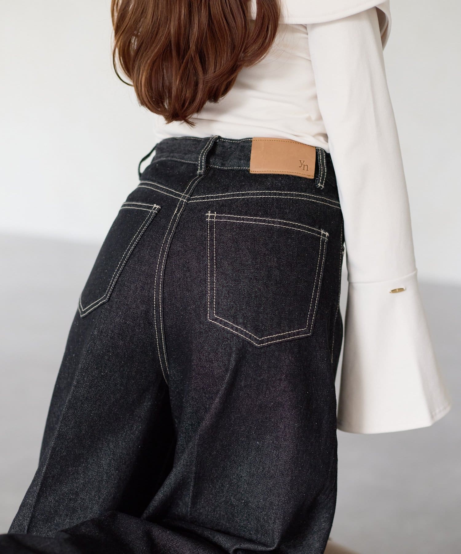 Yuna企画】ハイウエストタックワイドデニムパンツ | Thevon