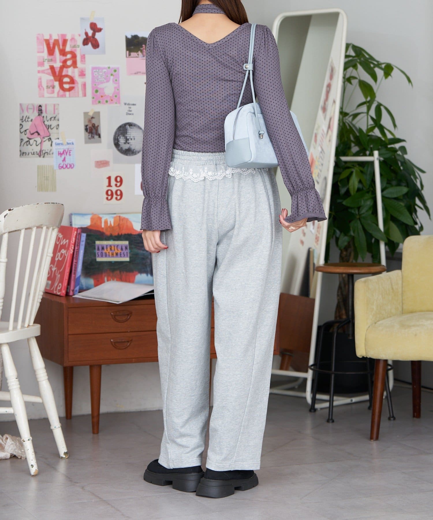 CIAOPANIC(チャオパニック) 【neutral by ciaopanic】チョーカー付きパワショルドットトップス