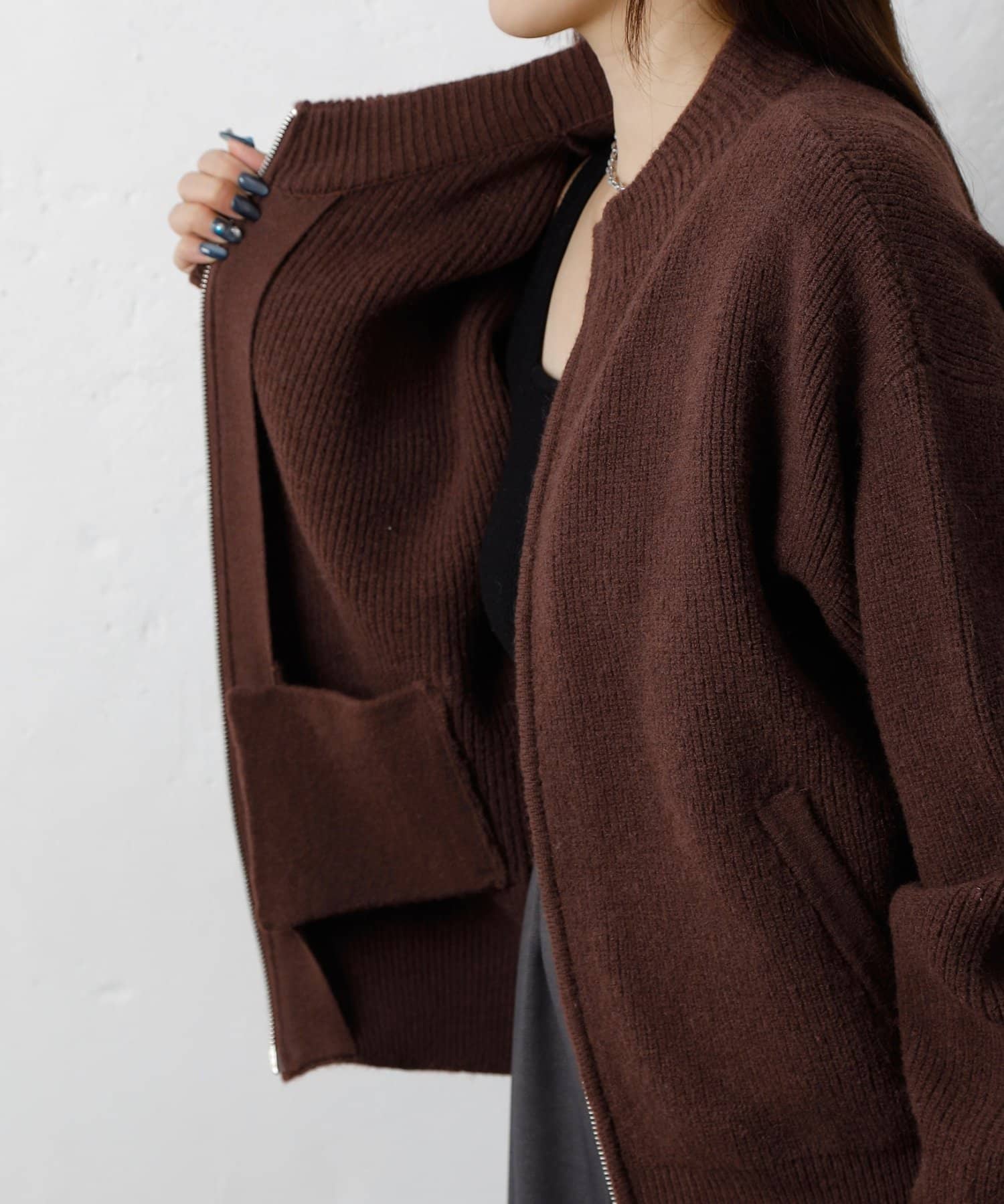 COLONY 2139(コロニー トゥーワンスリーナイン) 片畦ジップアップニット