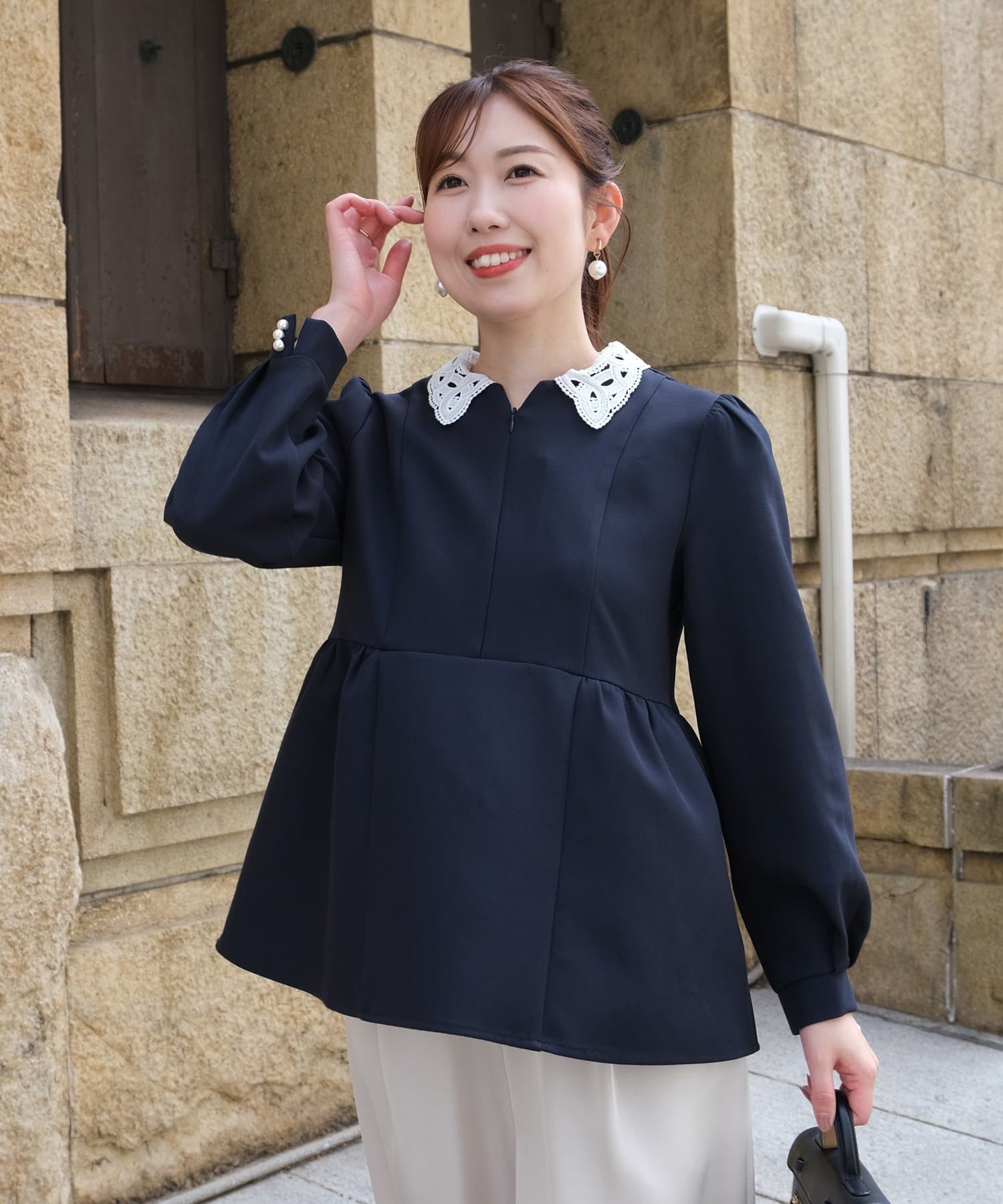 【ドゥロワー】バックペプラムショートコート（M）七分袖　シルクウール　ブラック 6W SOCCER CORDUROY OVERSIZE NOTCHED LAPEL JACKET(M Black): S