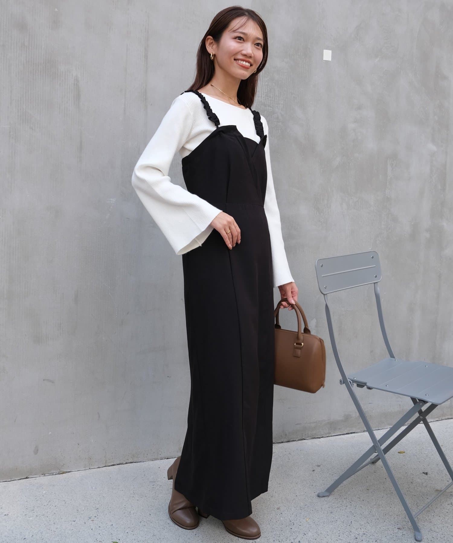 Chez toi(シェトワ) 【ITAMI企画】フレアスリーブニット×2WAYキャミワンピース