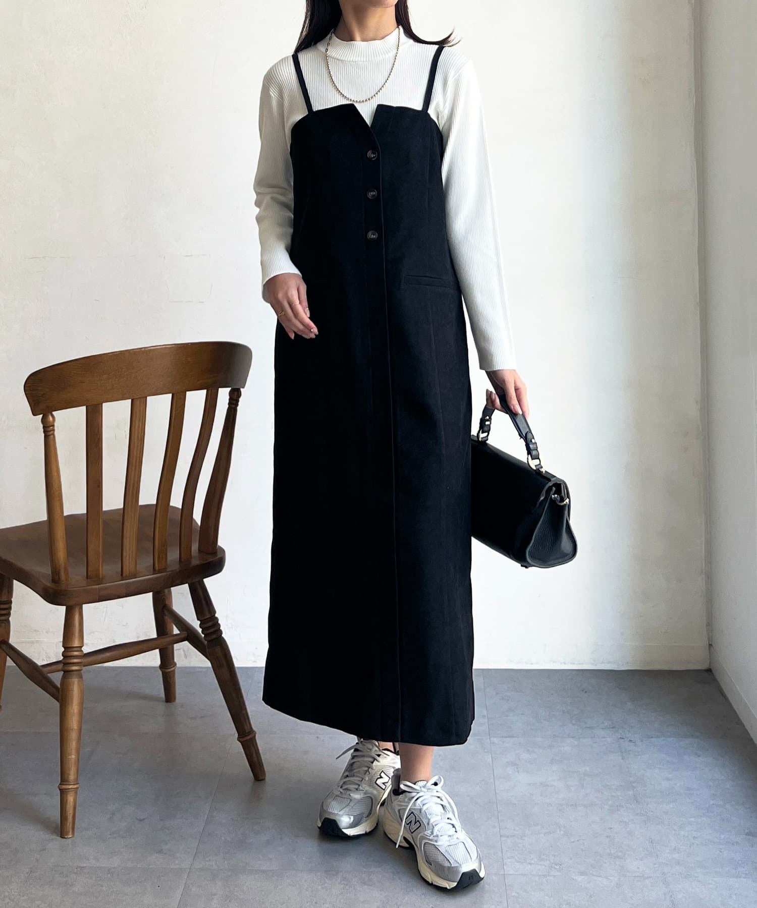Chez toi(シェトワ) Iラインキャミワンピース×インナーニットプルオーバー