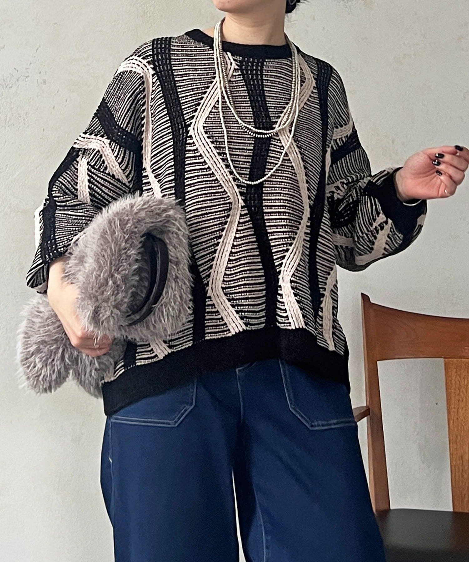 Croisiere(クロジエール) モールヤーン柄ニットプルオーバー