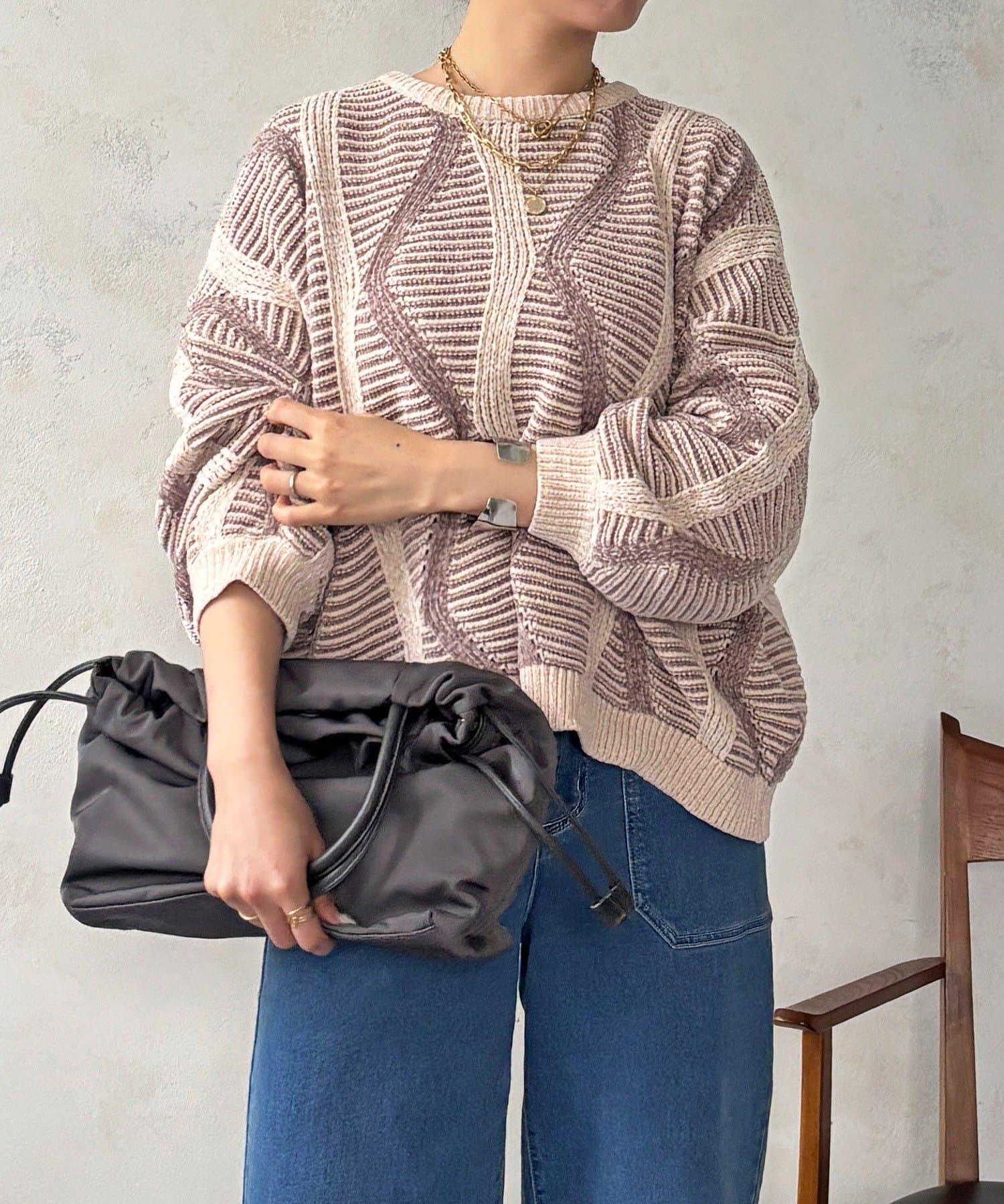 Croisiere(クロジエール) モールヤーン柄ニットプルオーバー