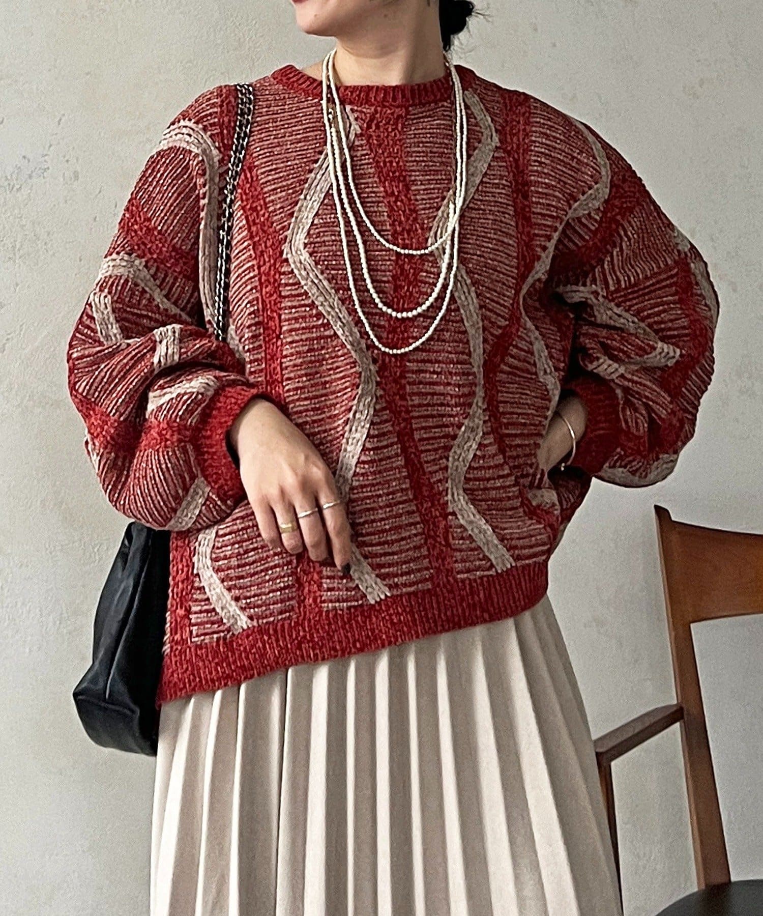 Croisiere(クロジエール) モールヤーン柄ニットプルオーバー