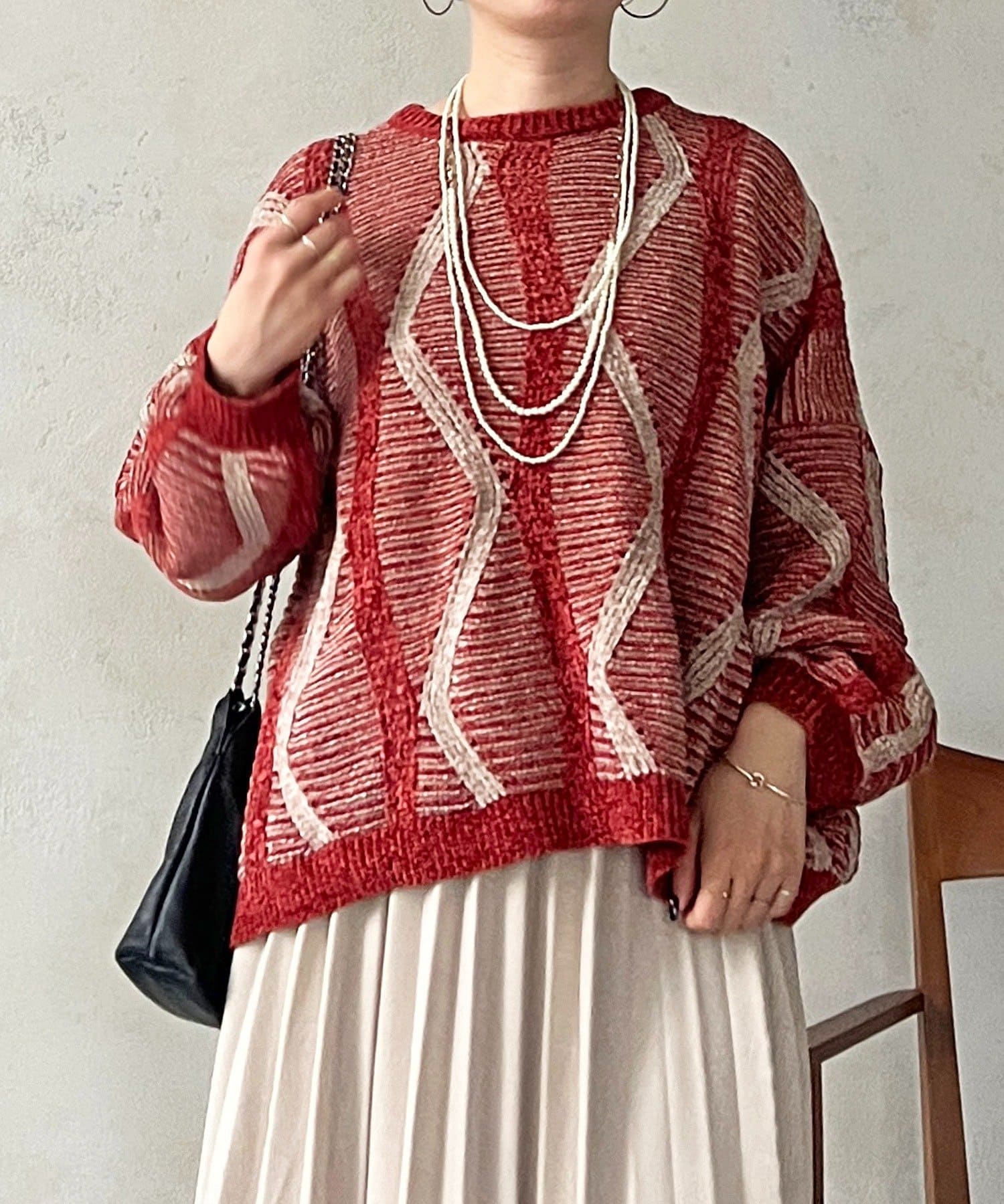 Croisiere(クロジエール) モールヤーン柄ニットプルオーバー