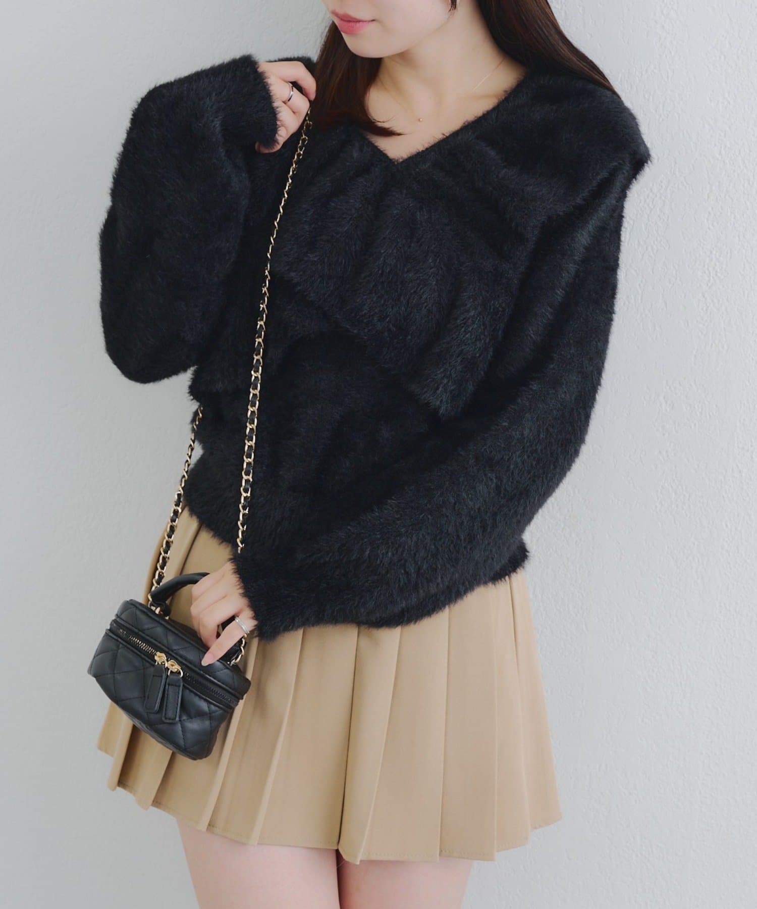 NICE CLAUP / OLIVE des OLIVE OUTLET(ナイスクラップ  / オリーブ デ オリーブ アウトレット) 【RMAF】フェザークロスフリルニット