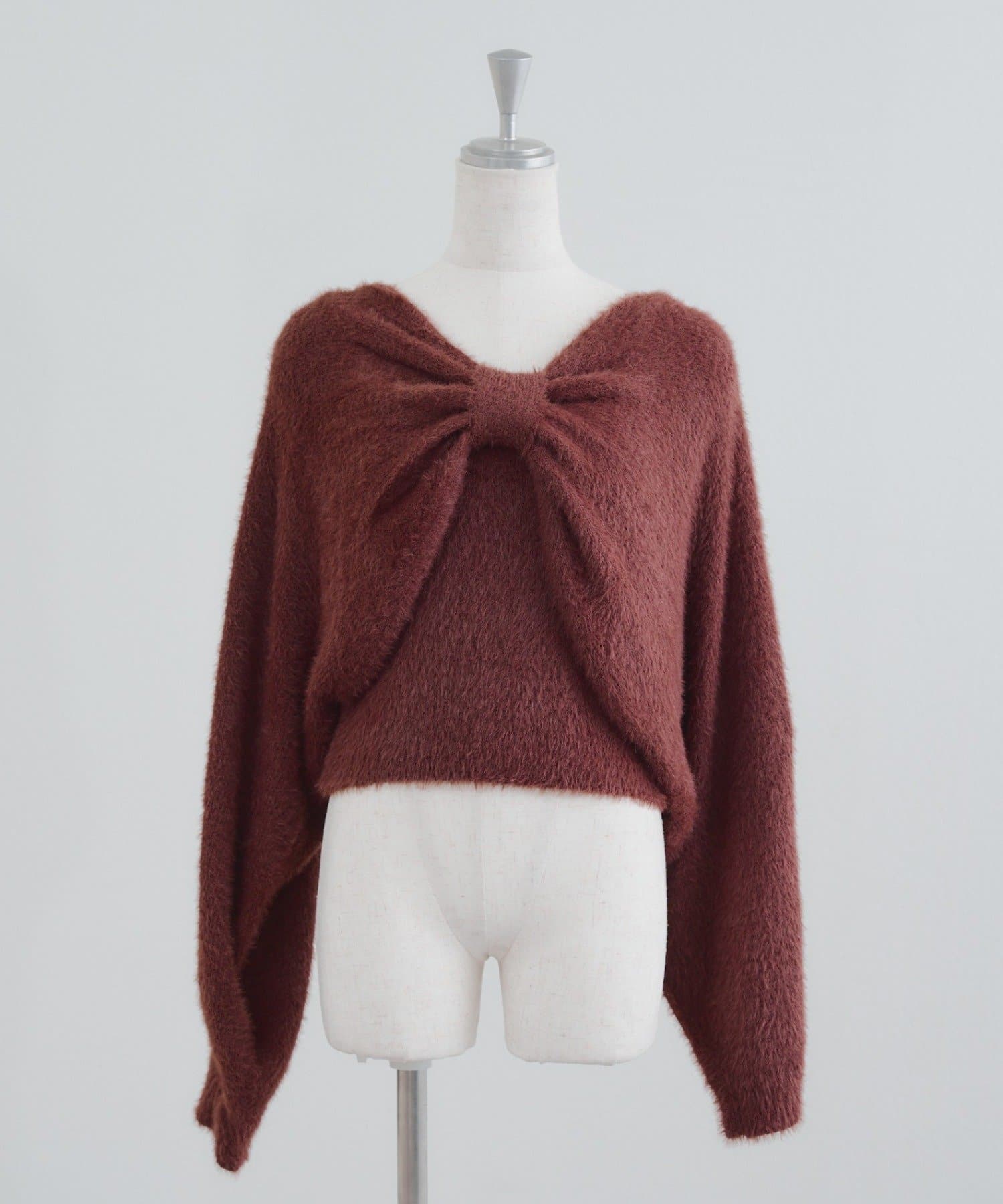 NICE CLAUP / OLIVE des OLIVE OUTLET(ナイスクラップ  / オリーブ デ オリーブ アウトレット) 【RMAF】【2枚SET】キャミ+リボンフェザーニット