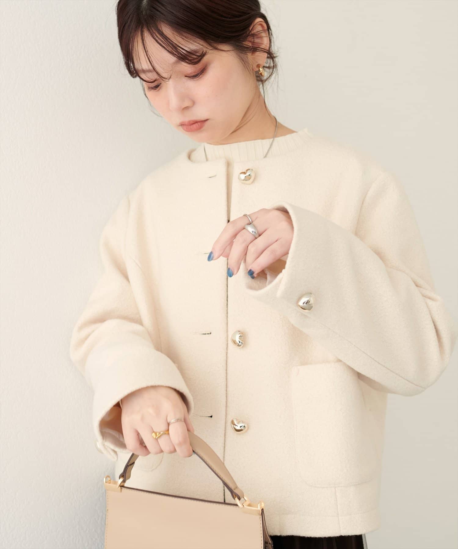 WEB限定】ハート釦ほっこり素材コートジャケット | natural