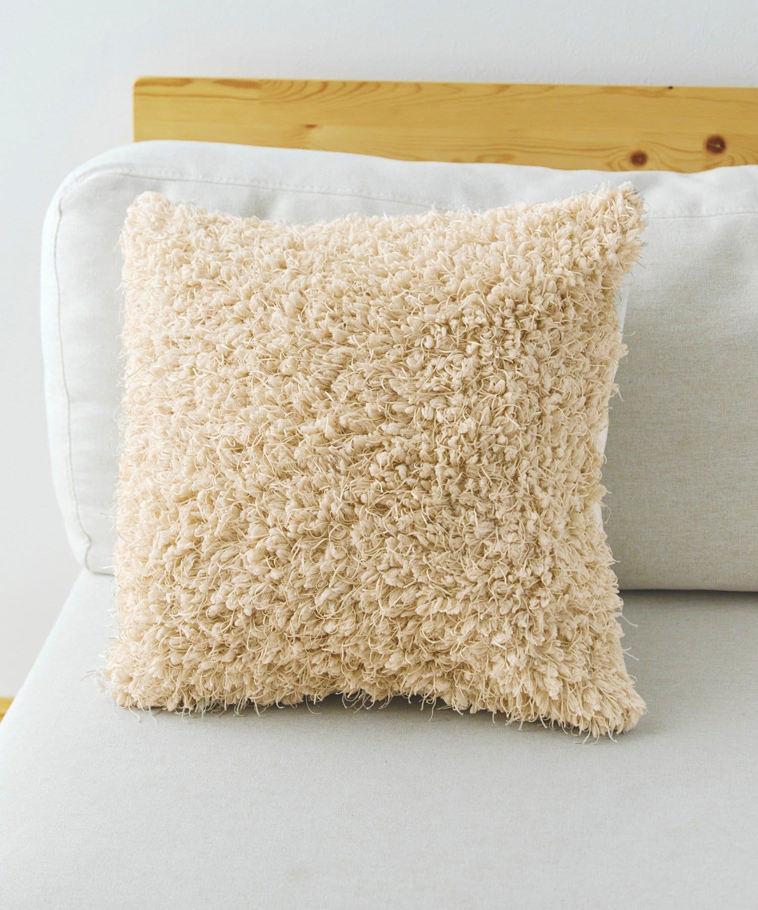 salut!(サリュ) ミックスボアクッションカバー：45×45cm／チェックとモコモコ