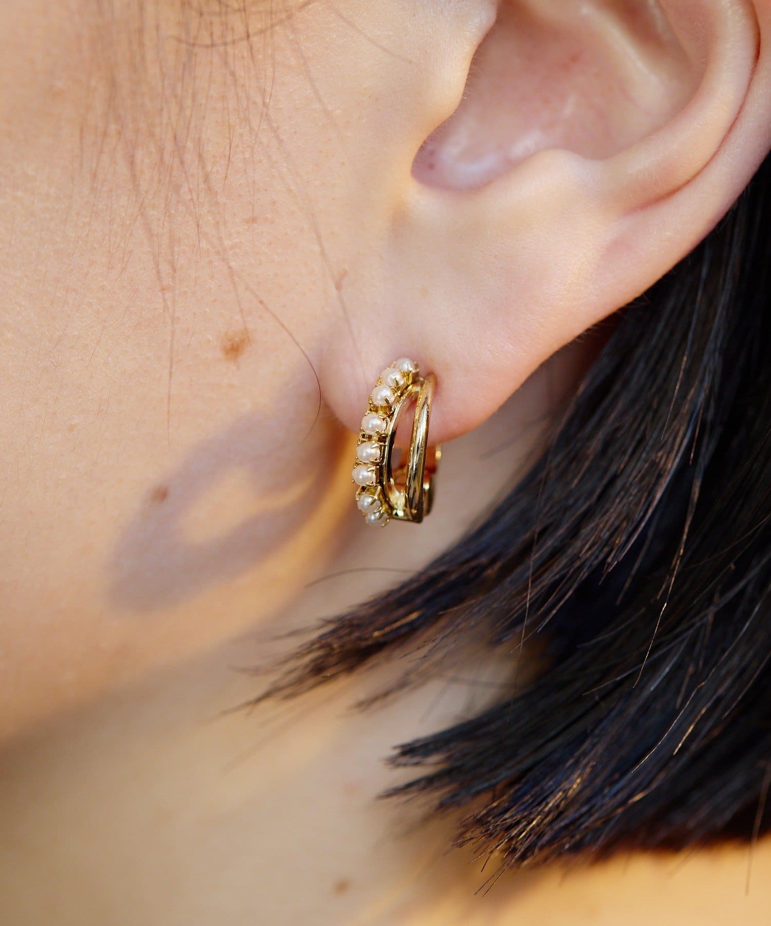 ear PAPILLONNER(イア パピヨネ) パールダブルラインイヤリング/イヤーカフ